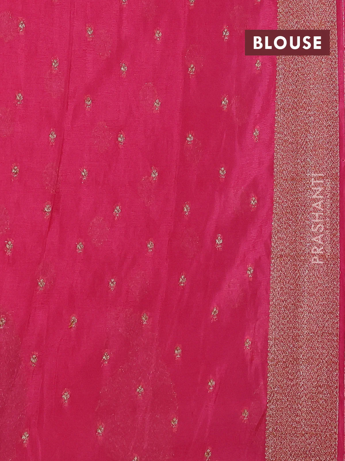 Banarasi semi crepe saree pink with allover thread & zari woven buttas and zari woven border - Image 3