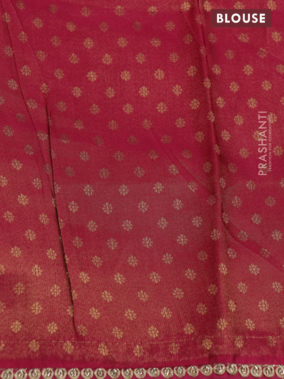 Banarasi semi crepe saree pink with allover zari woven brocade weaves and lace work border - Image 4