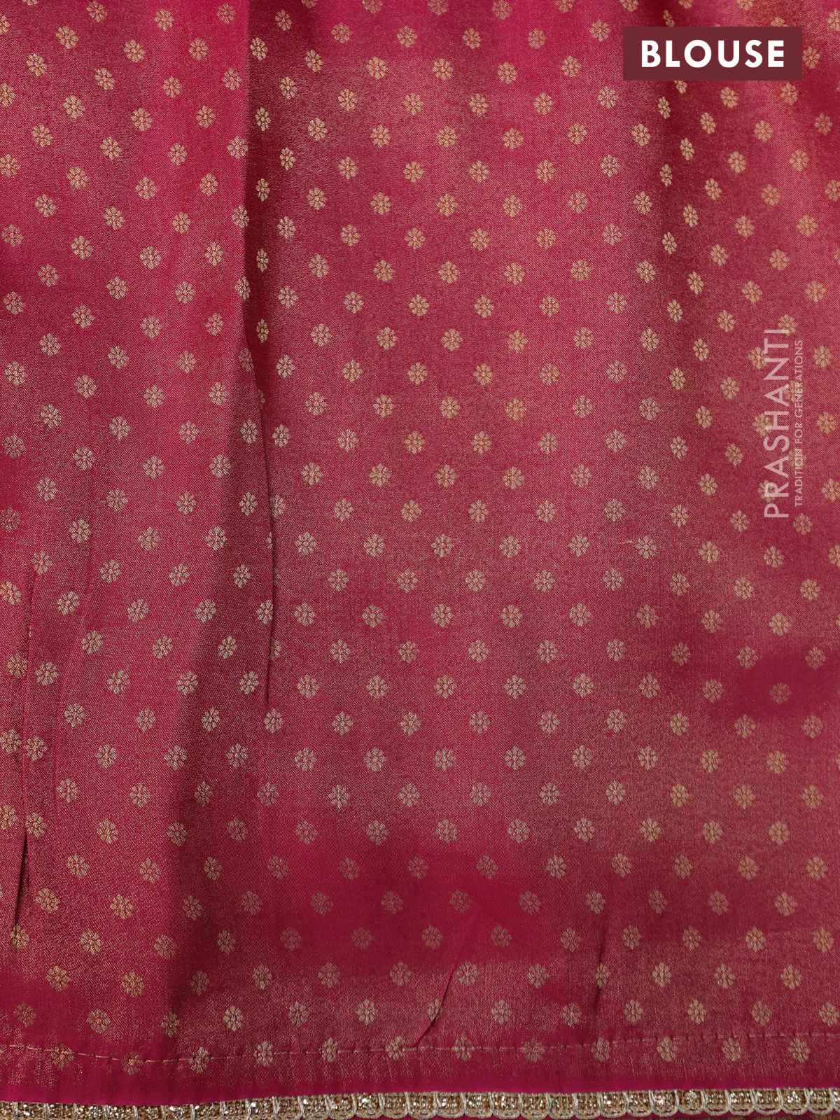 Banarasi semi crepe saree pink with allover zari woven brocade weaves and lace work border - Image 4