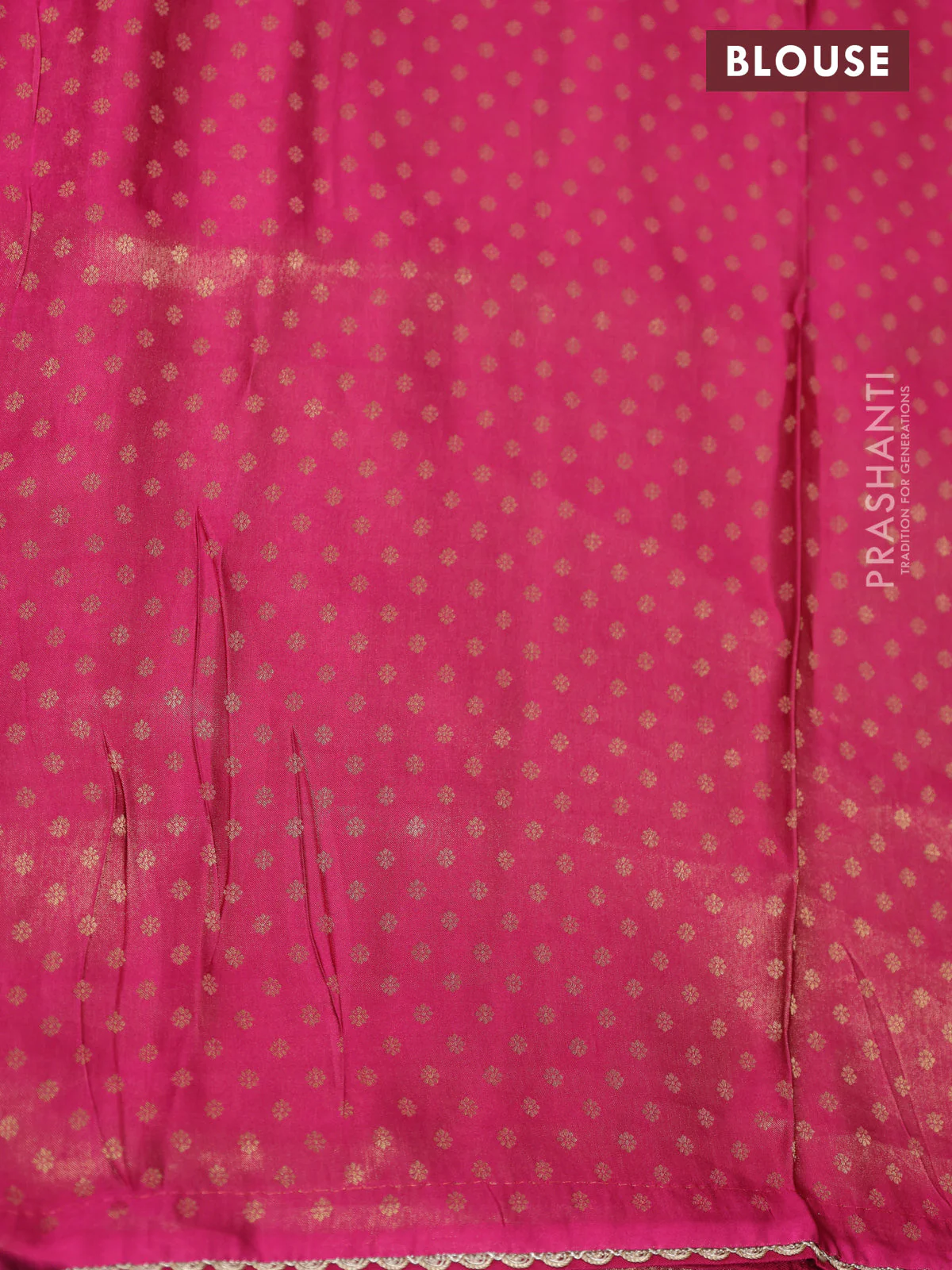 Banarasi semi crepe saree pink with allover zari woven brocade weaves and lace work border - Image 4
