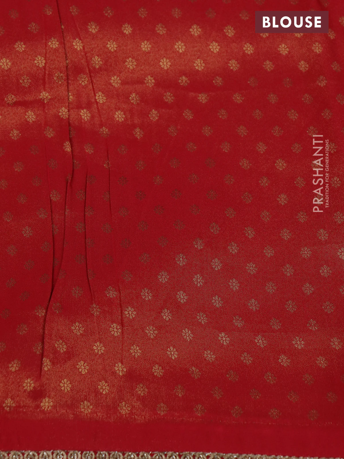 Banarasi semi crepe saree red with allover zari woven brocade weaves and lace work border - Image 4