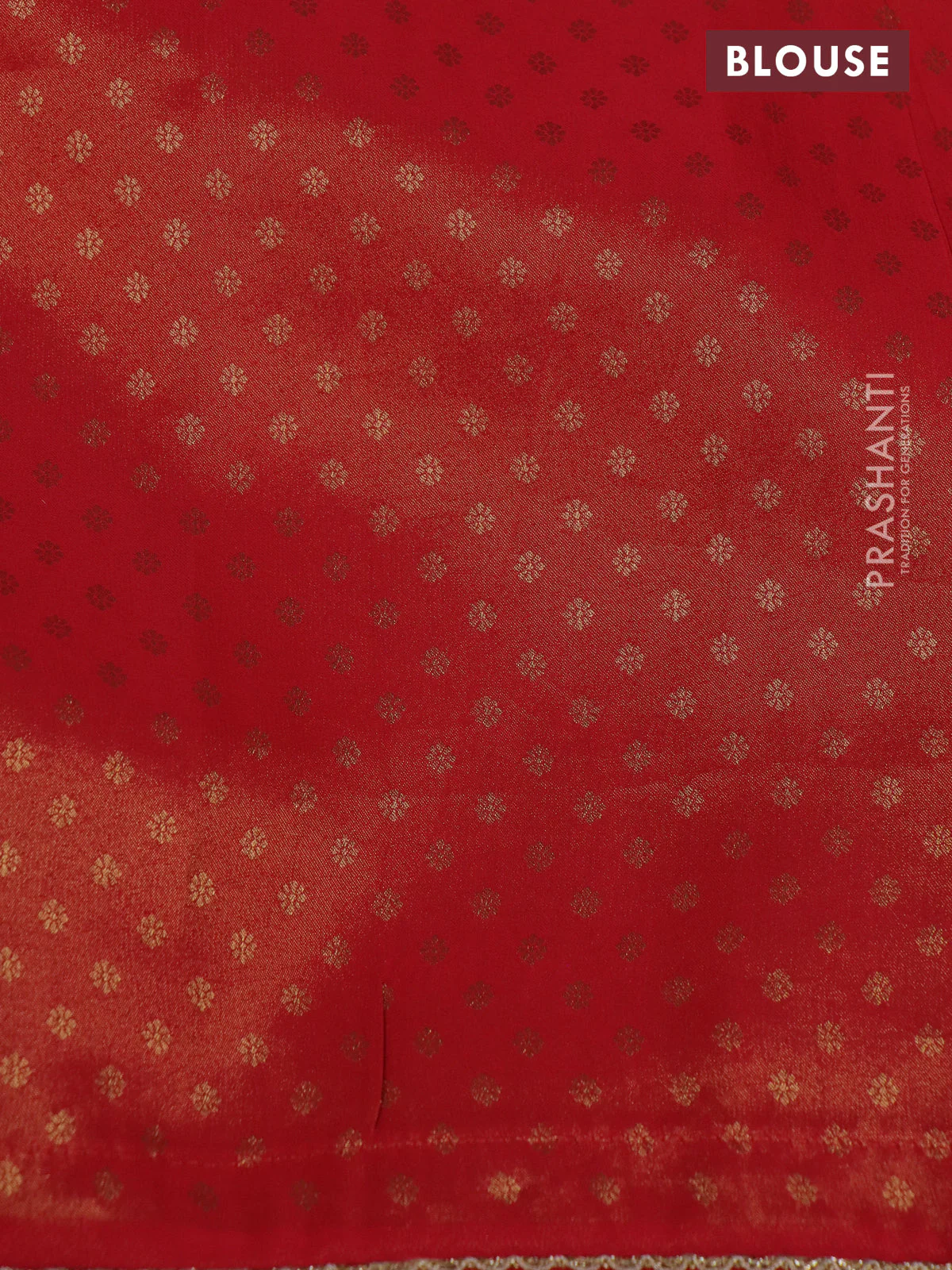 Banarasi semi crepe saree red with allover zari woven brocade weaves and lace work border - Image 4