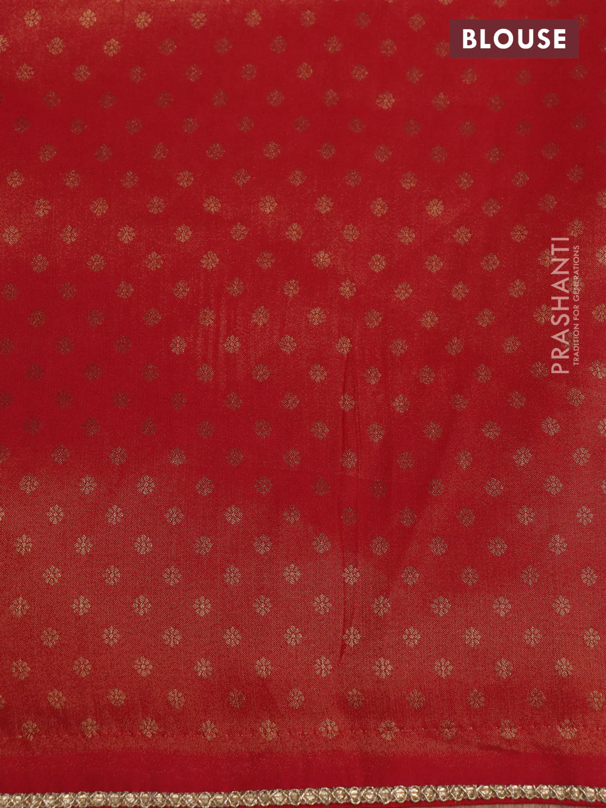 Banarasi semi crepe saree red with allover zari woven brocade weaves and lace work border - Image 4