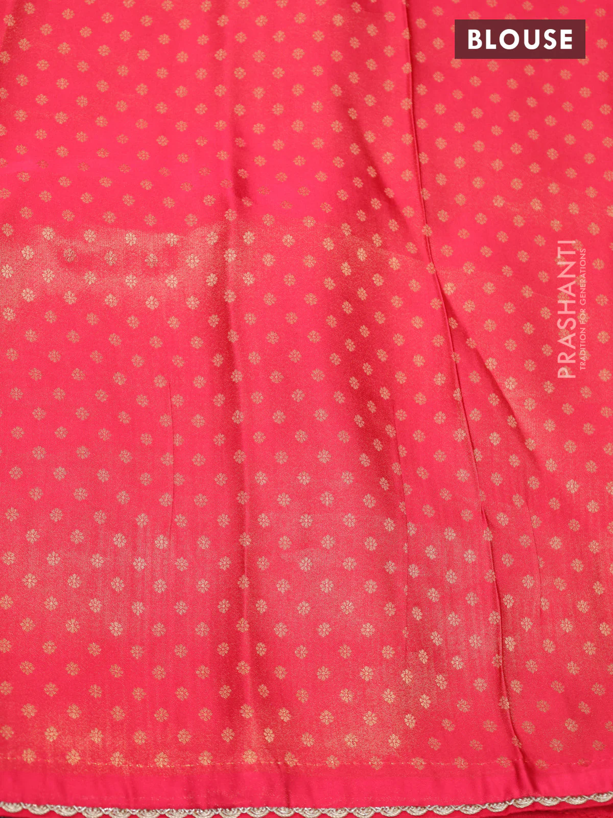 Banarasi semi crepe saree red with allover zari woven brocade weaves and lace work border - Image 4