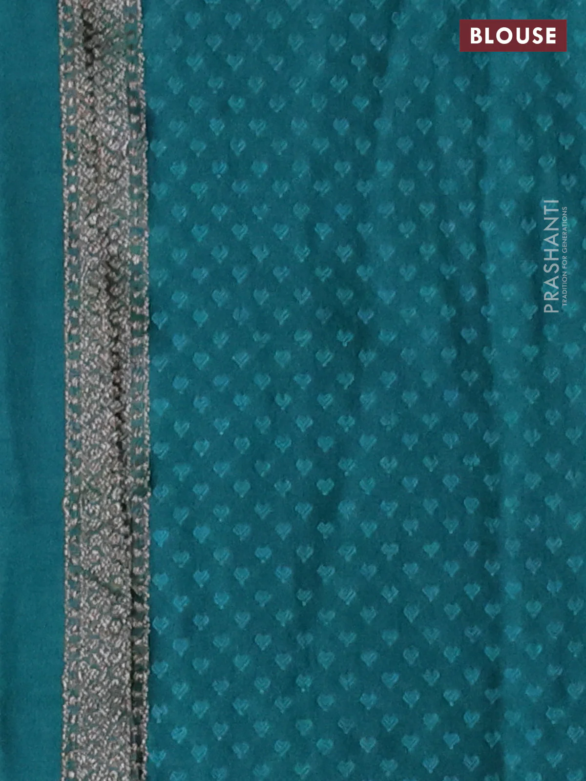 Banarasi semi crepe saree teal green with allover thread & zari woven brocade weaves and woven border - Image 3