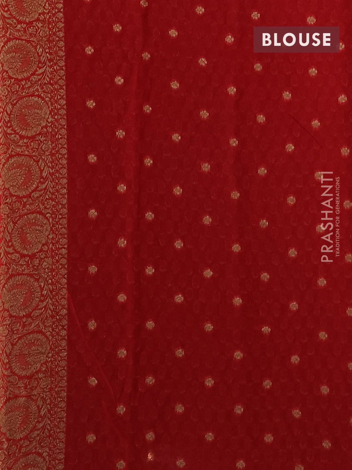 Banarasi semi georgette saree black and red with allover thread & zari woven buttas and woven border - Image 3