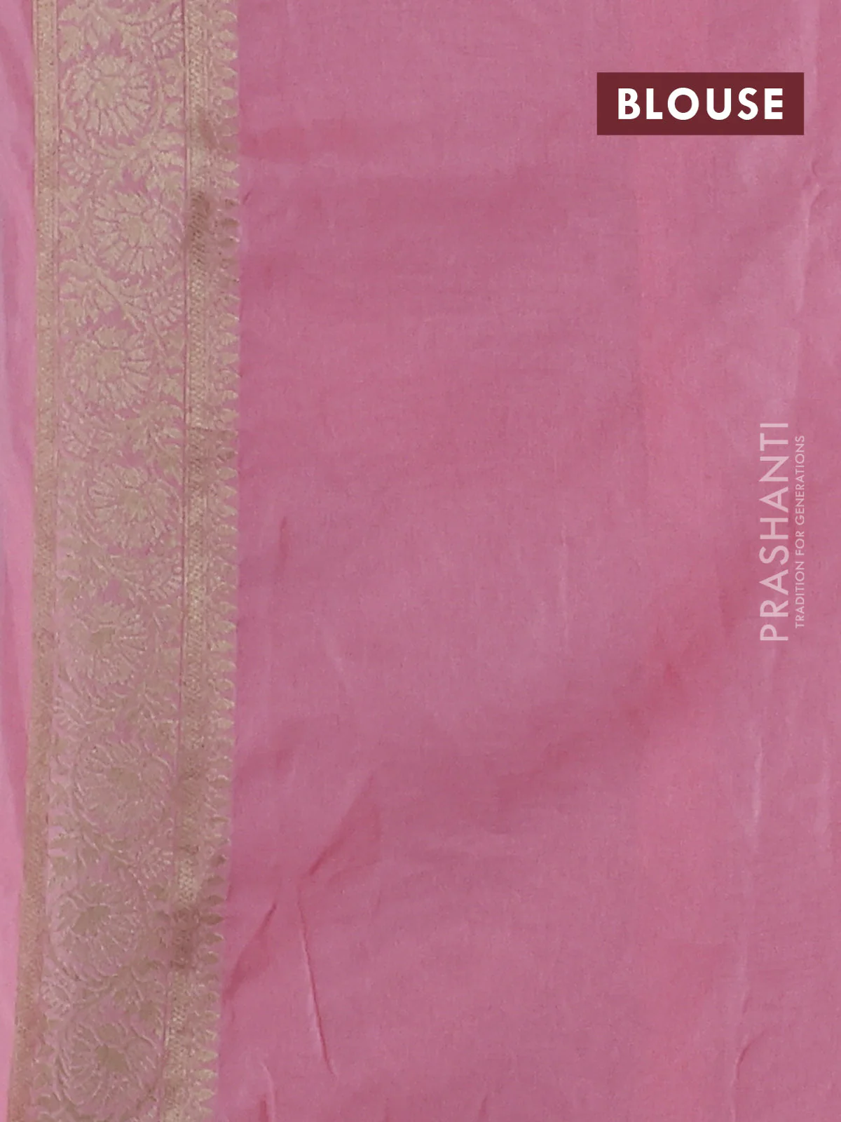 Banarasi semi georgette saree light pink with allover zari woven floral brocade weaves and zari woven border - Image 3