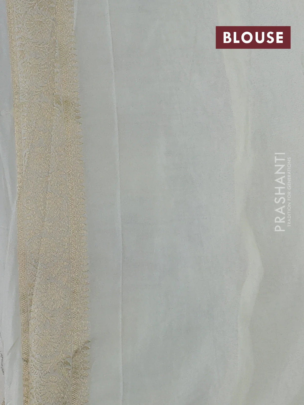 Banarasi semi georgette saree off white with allover zari woven floral brocade weaves and zari woven border - Image 3