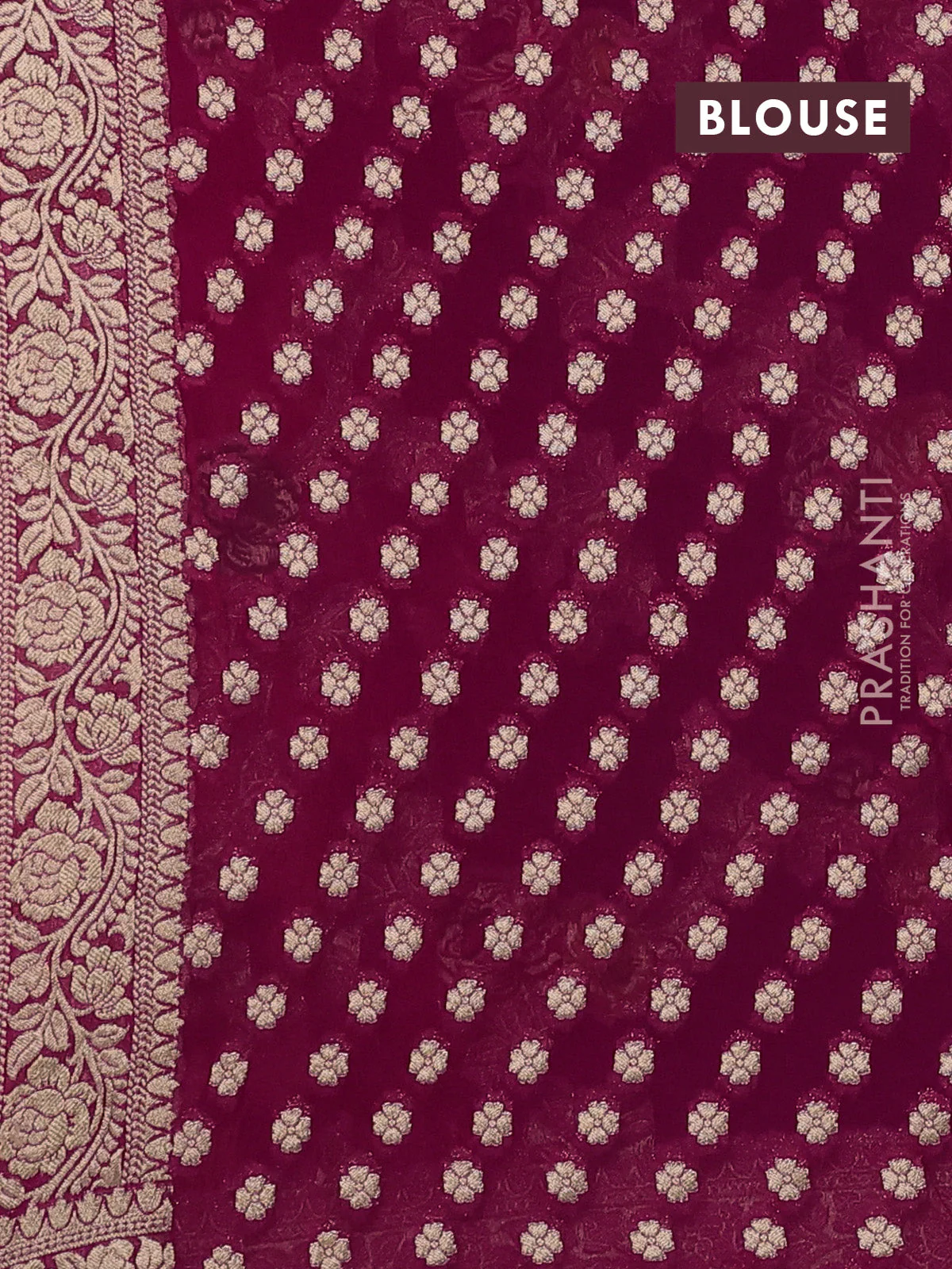 Banarasi semi georgette saree pink with allover thread & zari woven weaves and zari woven border - Image 3