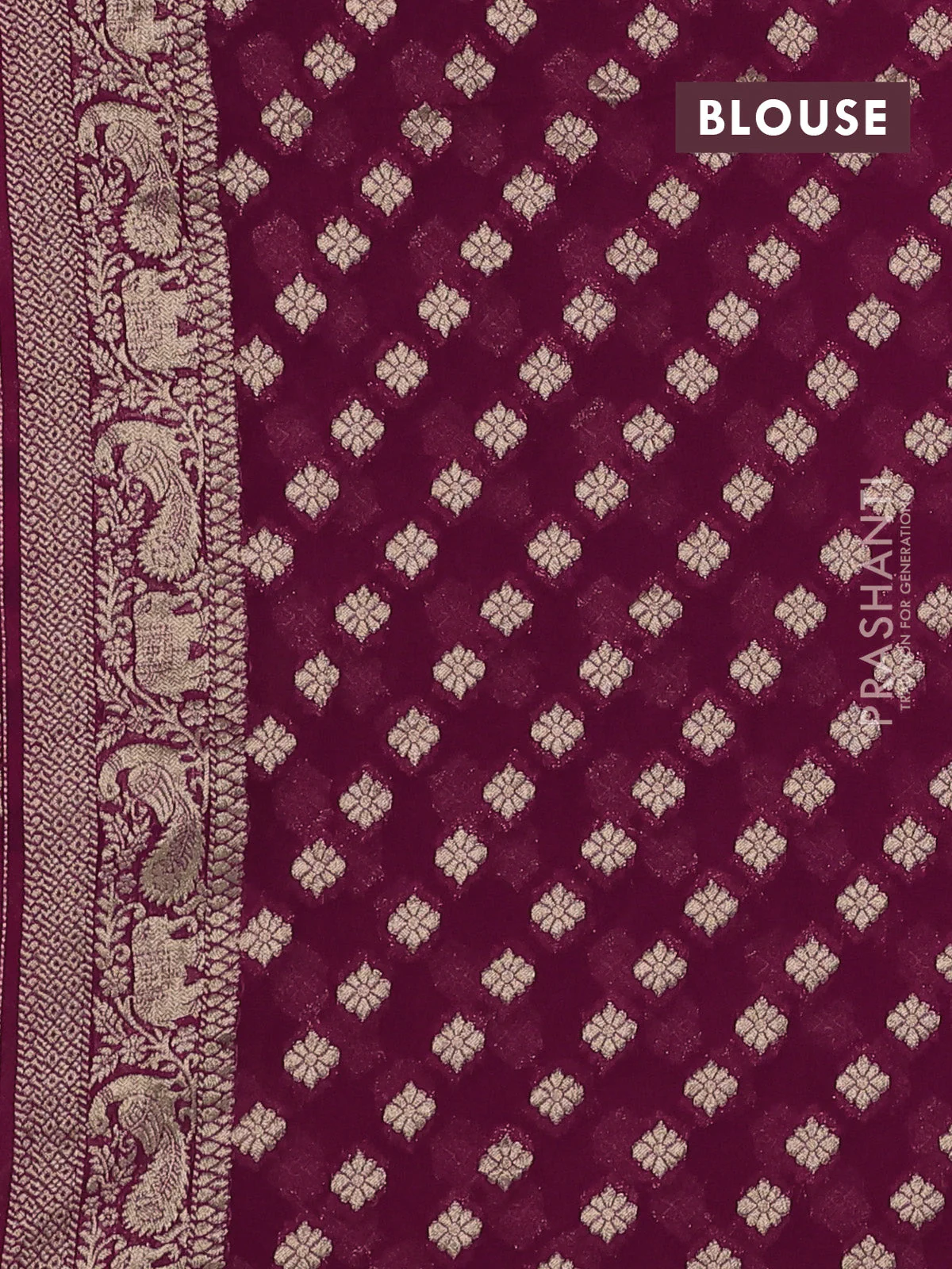 Banarasi semi georgette saree pink with allover zari weaves & bandhani thread buttas and zari woven border - Image 3