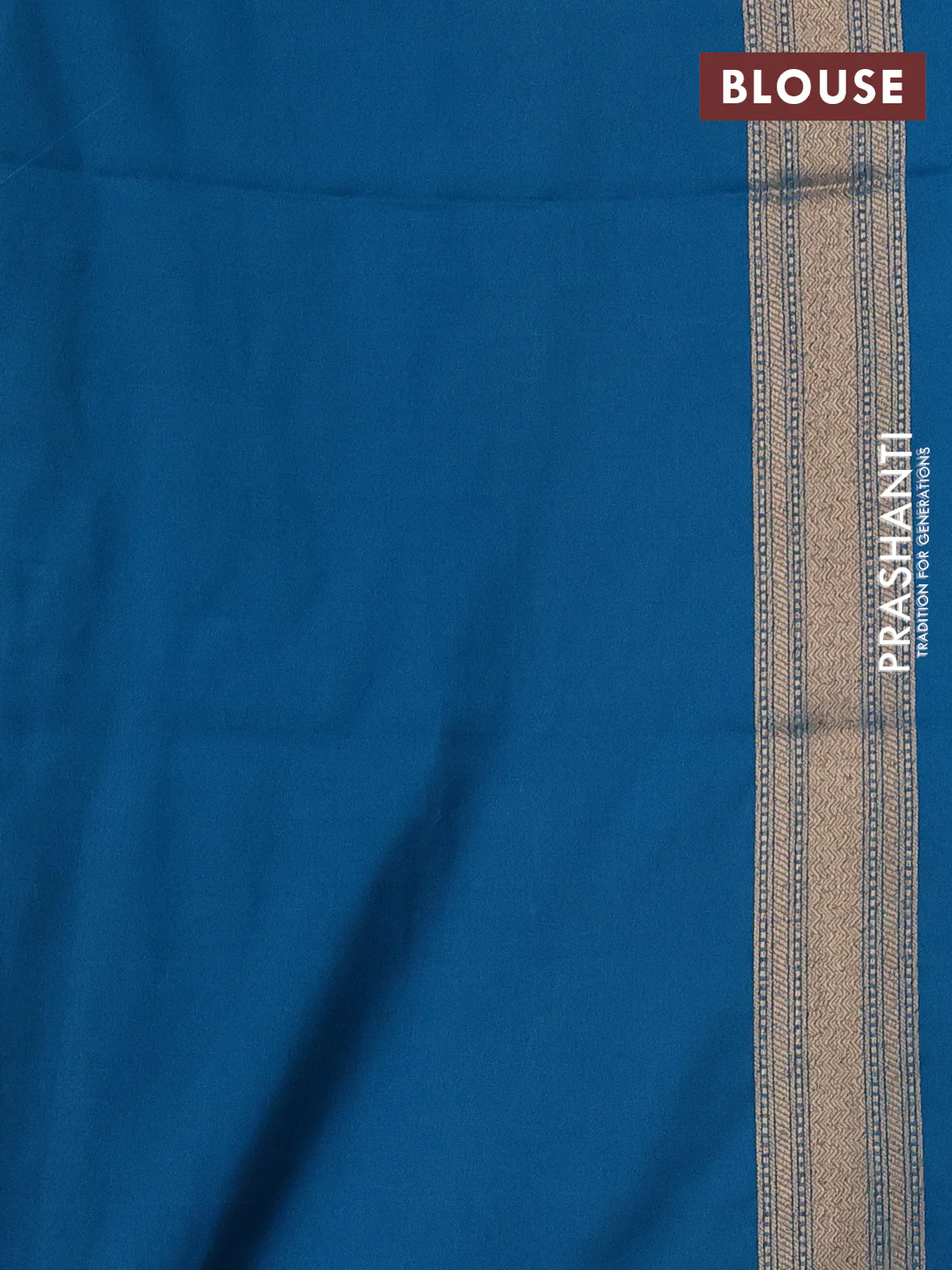 Banarasi semi katan saree cs blue with allover thread & zari brocade weaves and woven border - Image 3
