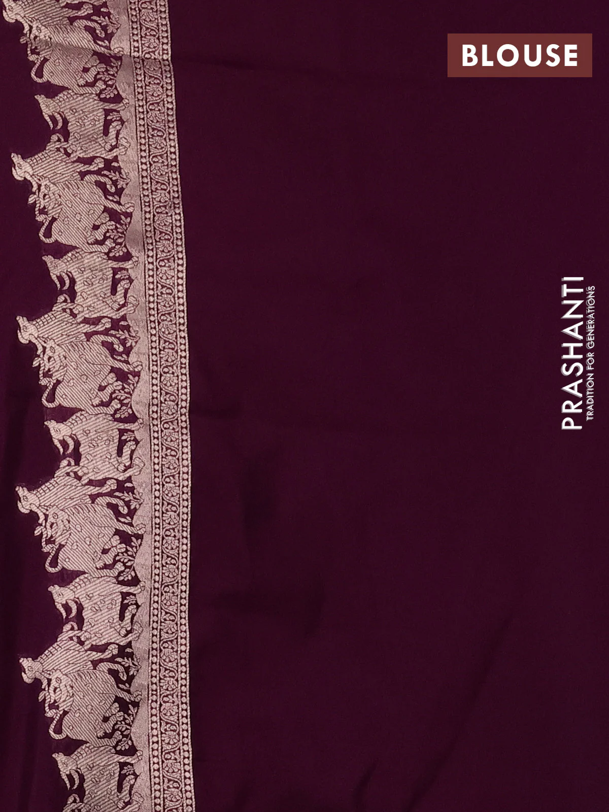 Banarasi semi katan saree deep purple with zari woven buttas and zari woven border - Image 3
