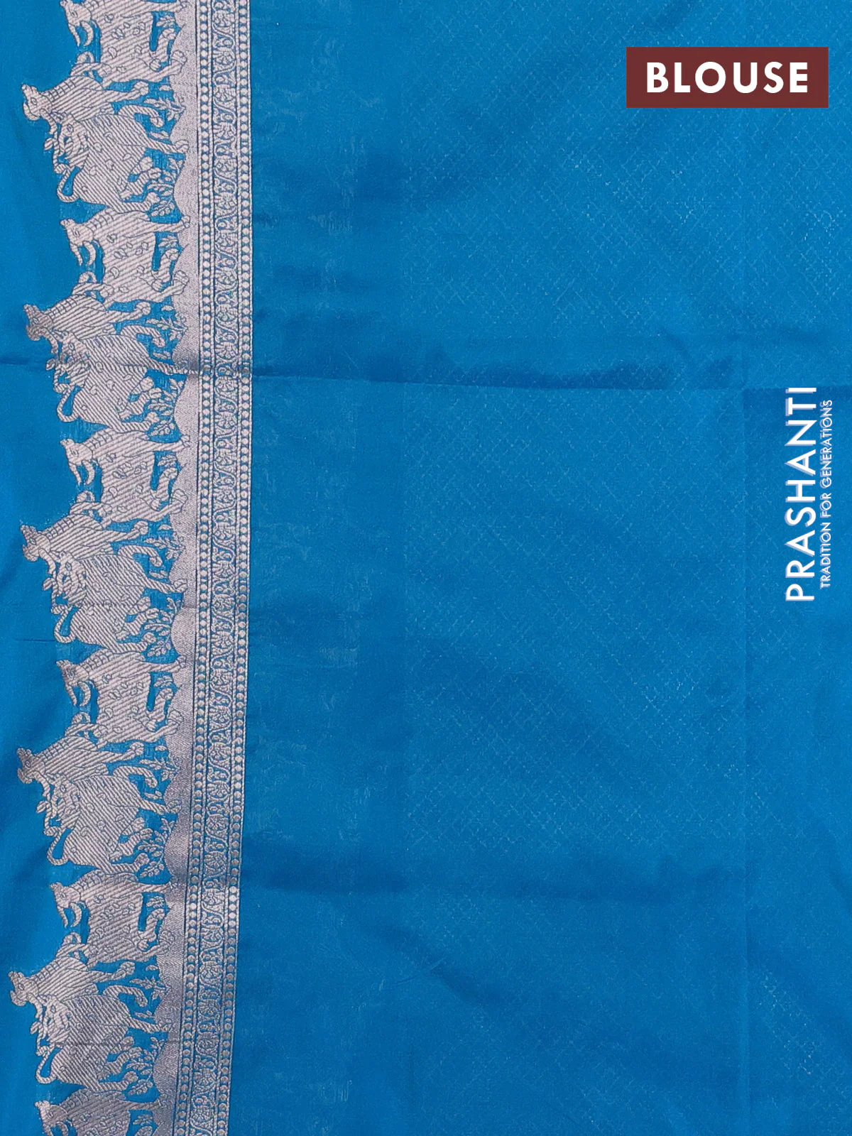 Banarasi semi katan saree dual shade of teal blue with zari woven buttas and zari woven border - Image 3