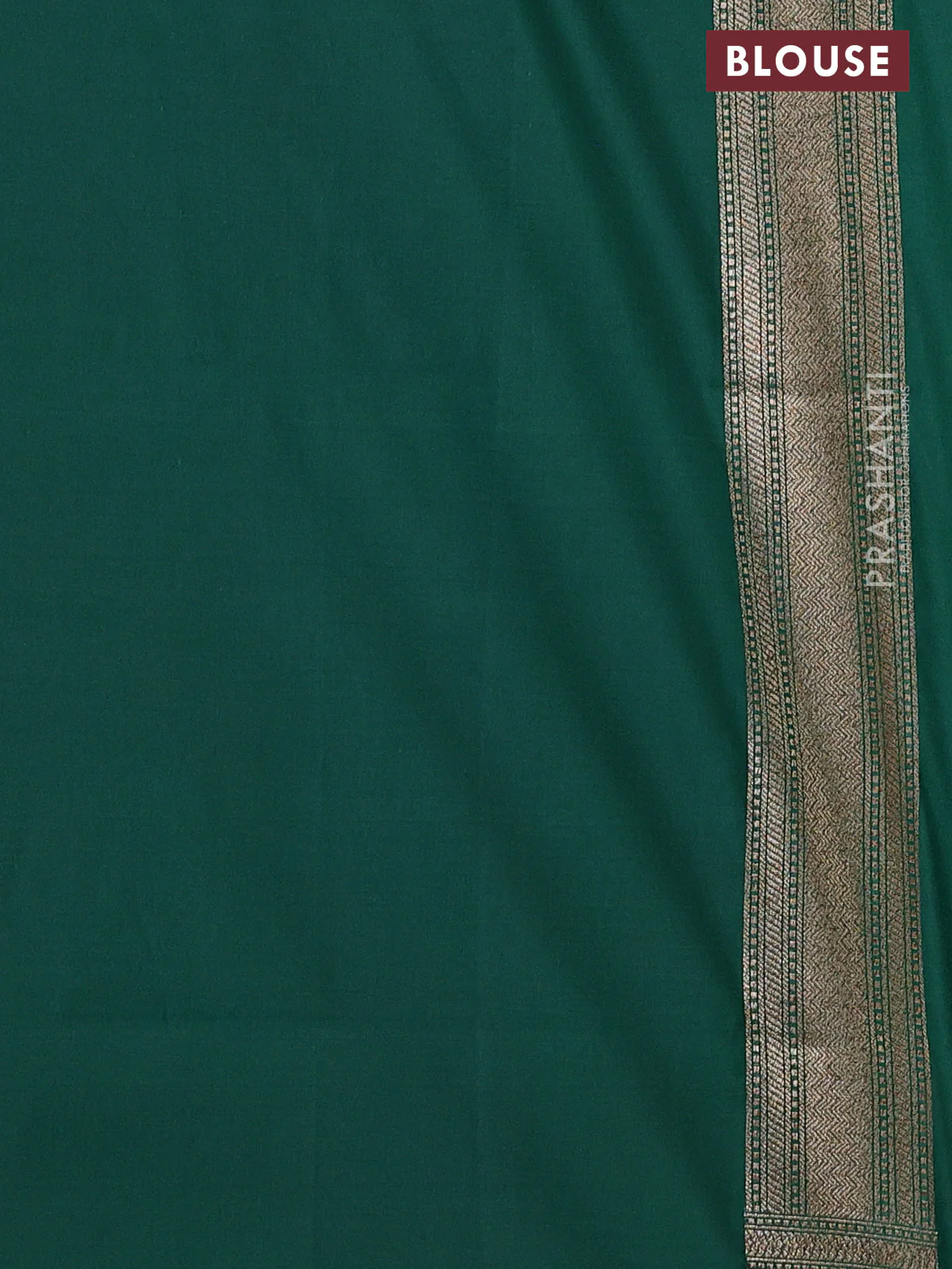Banarasi semi katan saree green with allover thread & zari brocade weaves and woven border - Image 3
