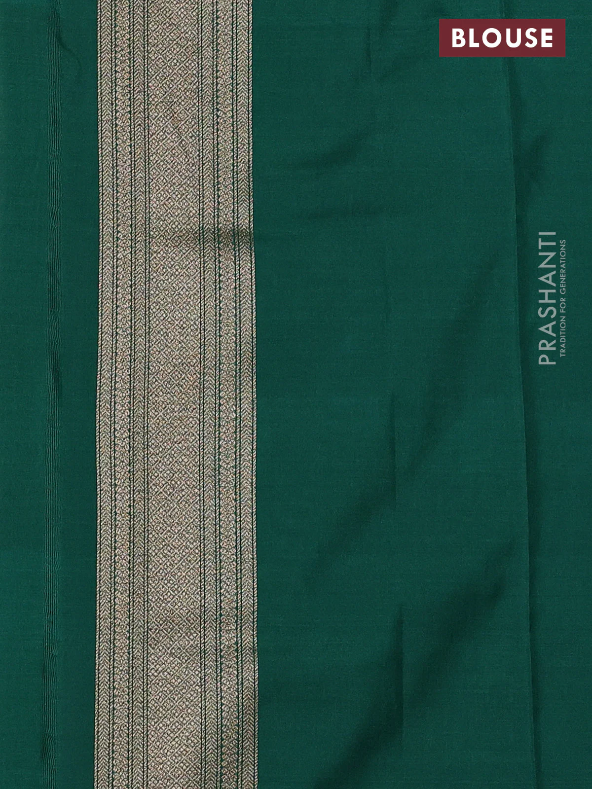 Banarasi semi katan saree green with allover thread & zari brocade weaves and woven border - Image 3