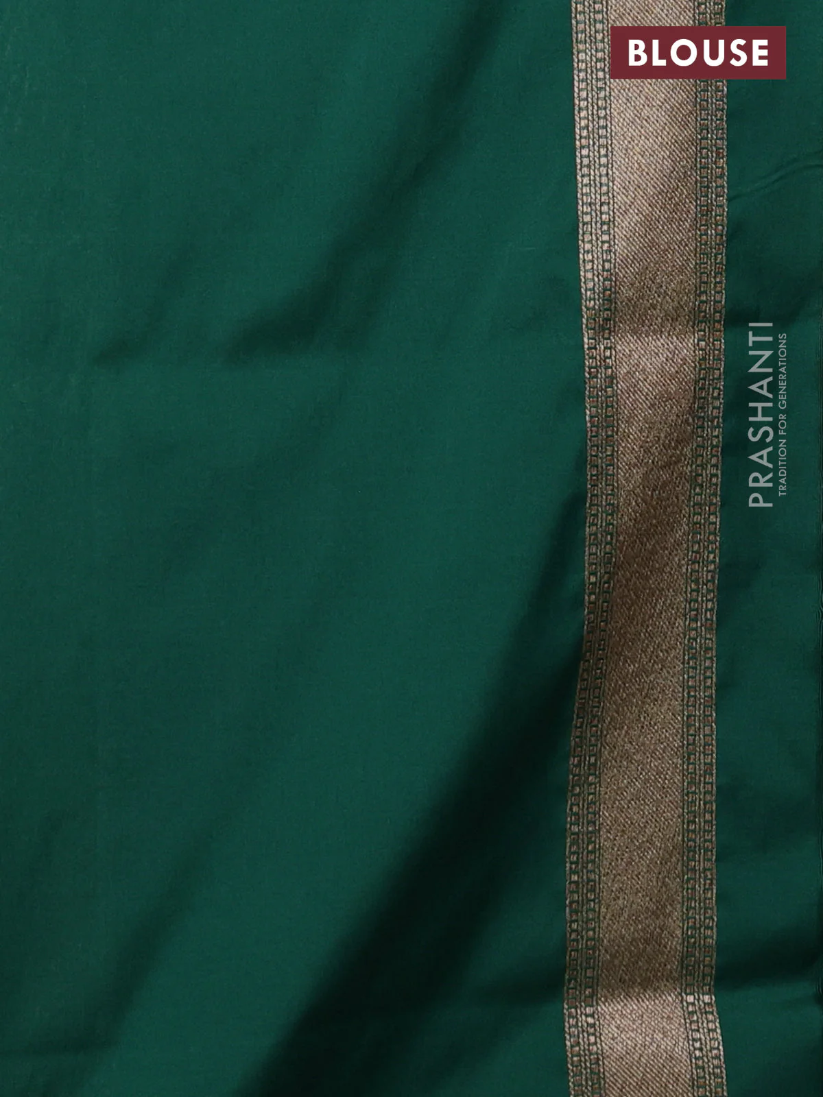 Banarasi semi katan saree green with allover thread & zari brocade weaves and woven border - Image 3