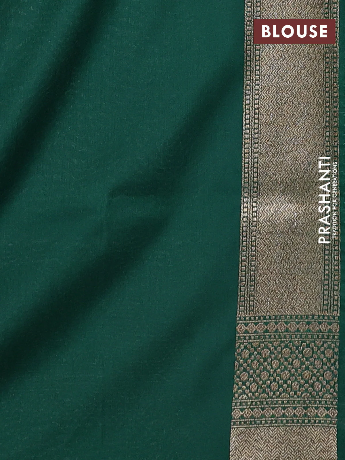 Banarasi semi katan saree green with allover thread & zari woven brocade weaves and woven border - Image 3