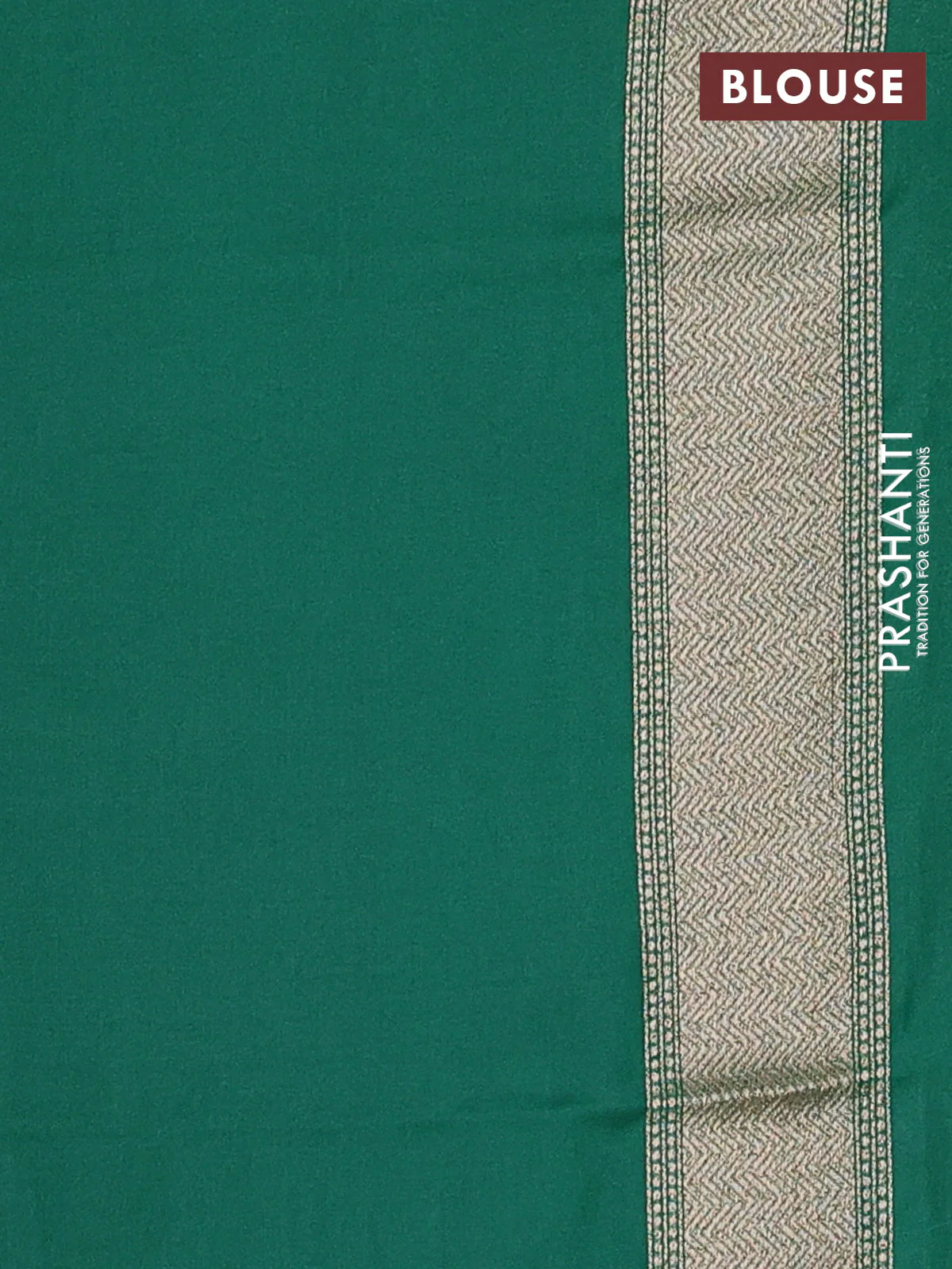 Banarasi semi katan saree green with allover thread & zari woven brocade weaves and woven border - Image 3