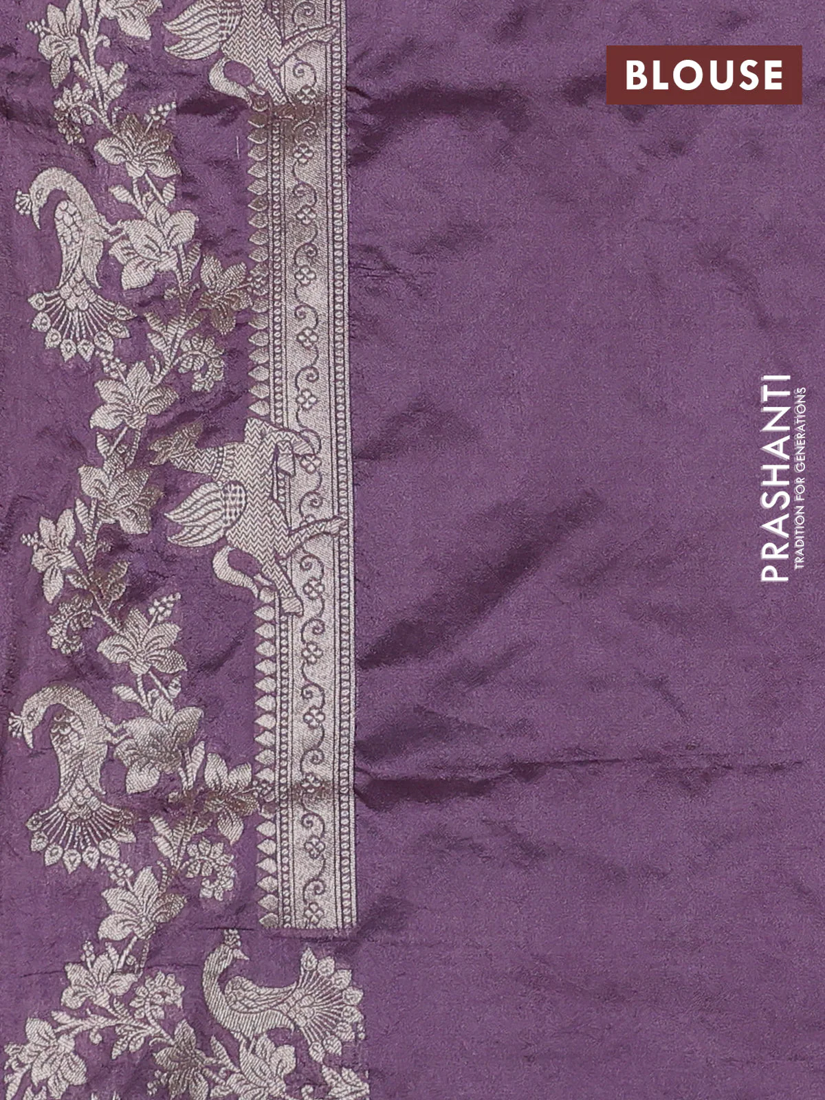 Banarasi semi katan saree lavender shade with zari woven buttas and zari woven border - Image 3