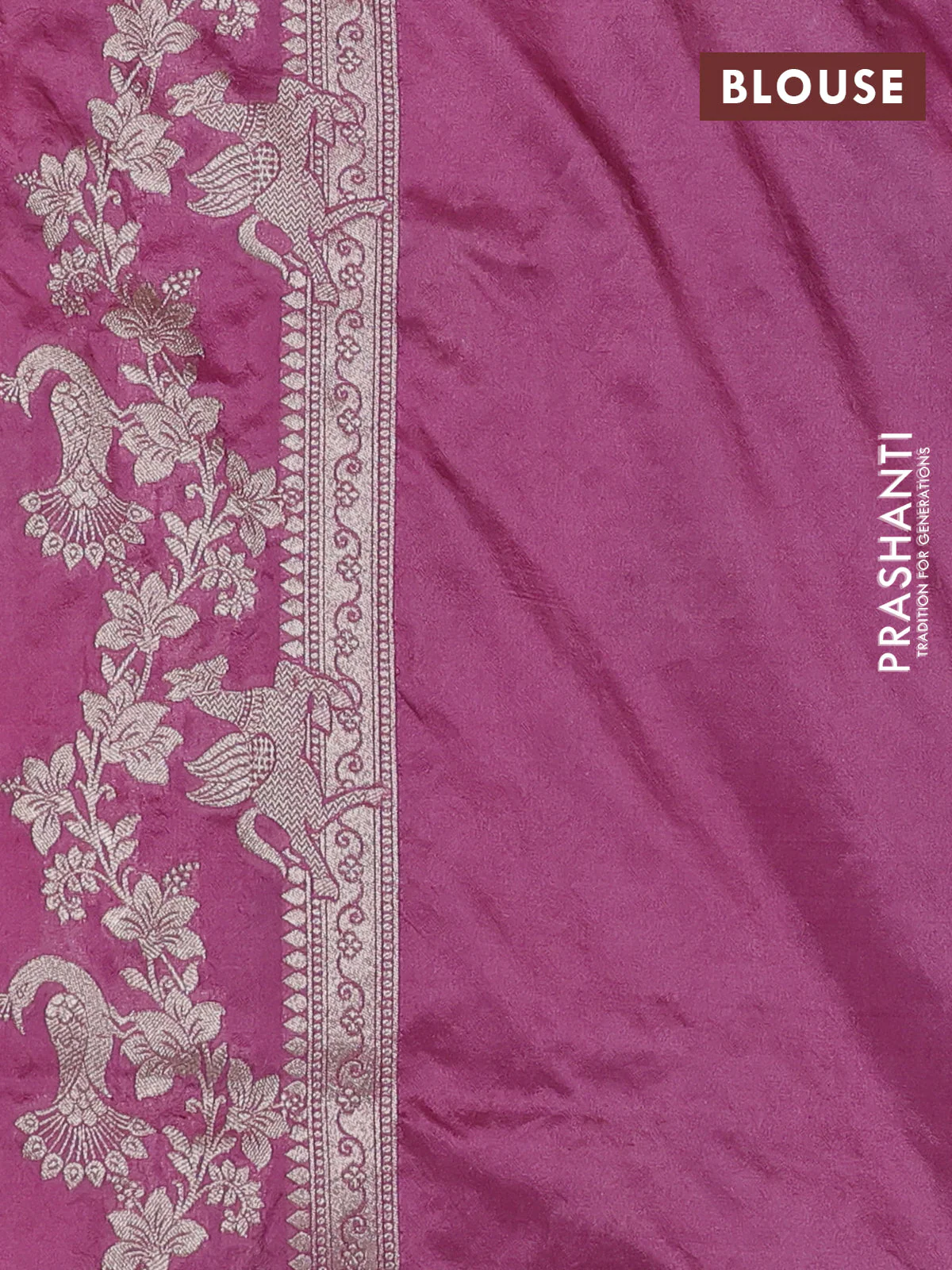 Banarasi semi katan saree mauve pink with zari woven buttas and zari woven border - Image 3