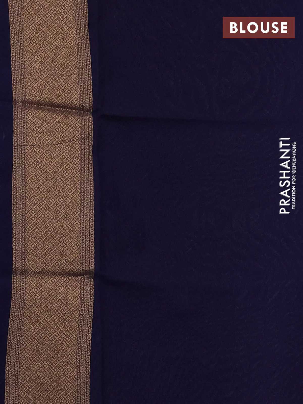Banarasi semi katan saree navy blue with allover thread & zari weaves and woven border - Image 3