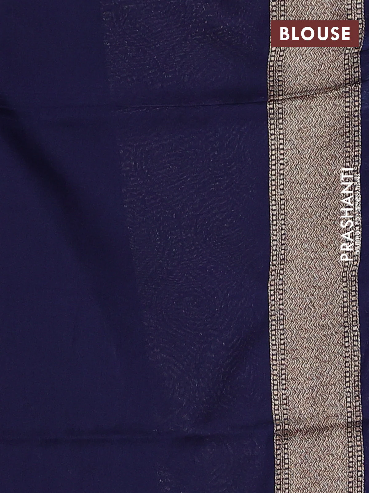 Banarasi semi katan saree navy blue with allover thread & zari woven brocade weaves and woven border - Image 3
