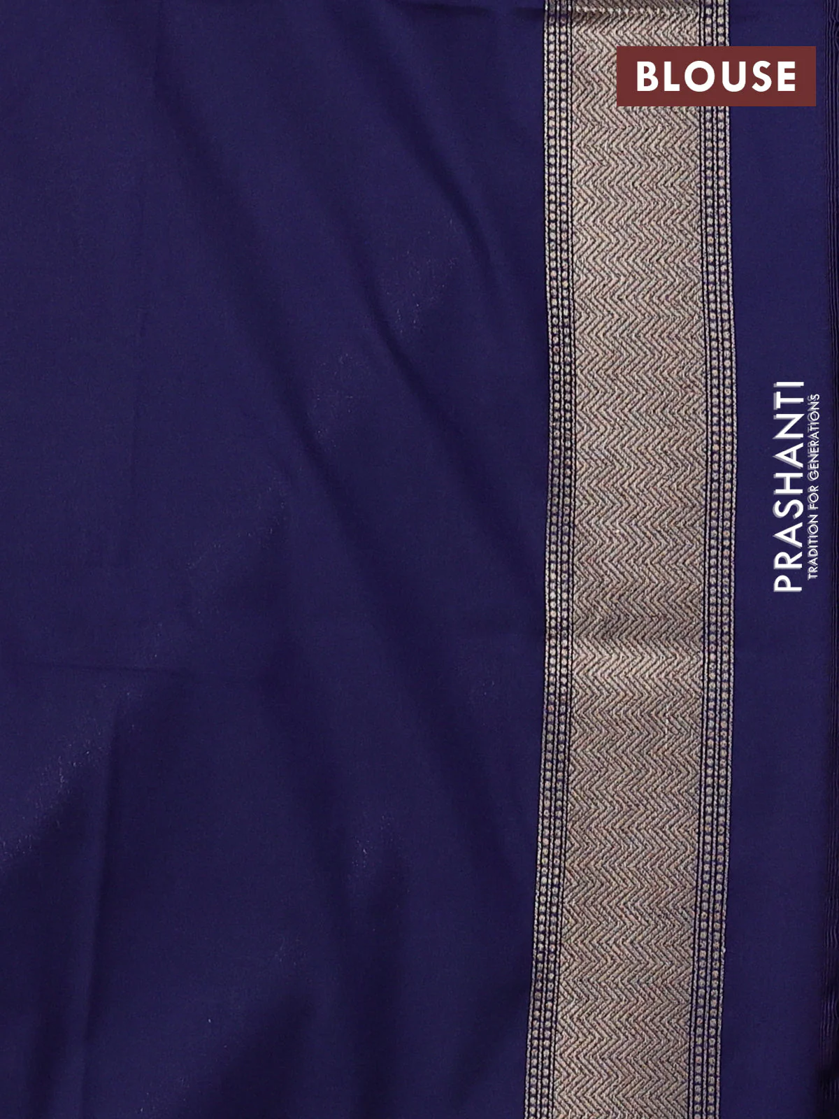 Banarasi semi katan saree navy blue with allover thread & zari woven brocade weaves and woven border - Image 3