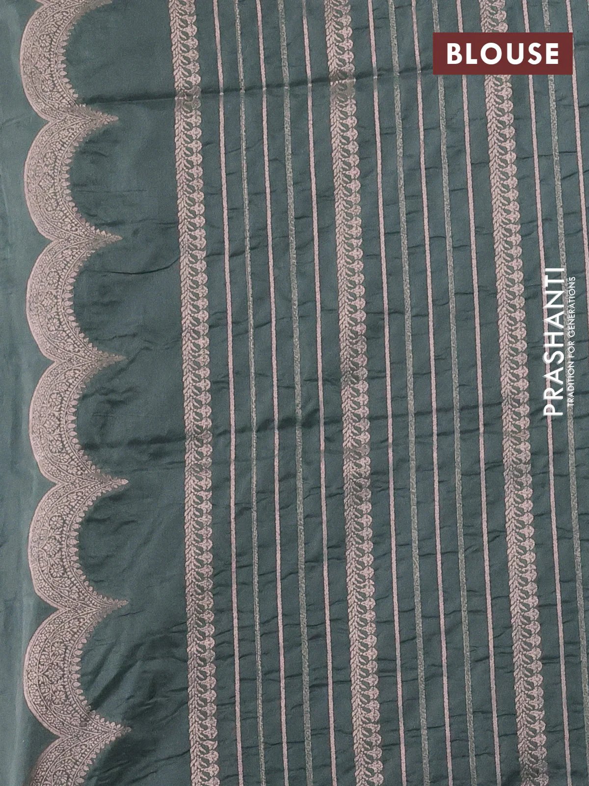 Banarasi semi katan saree pastel blue with allover zari checks and zari woven border - Image 3