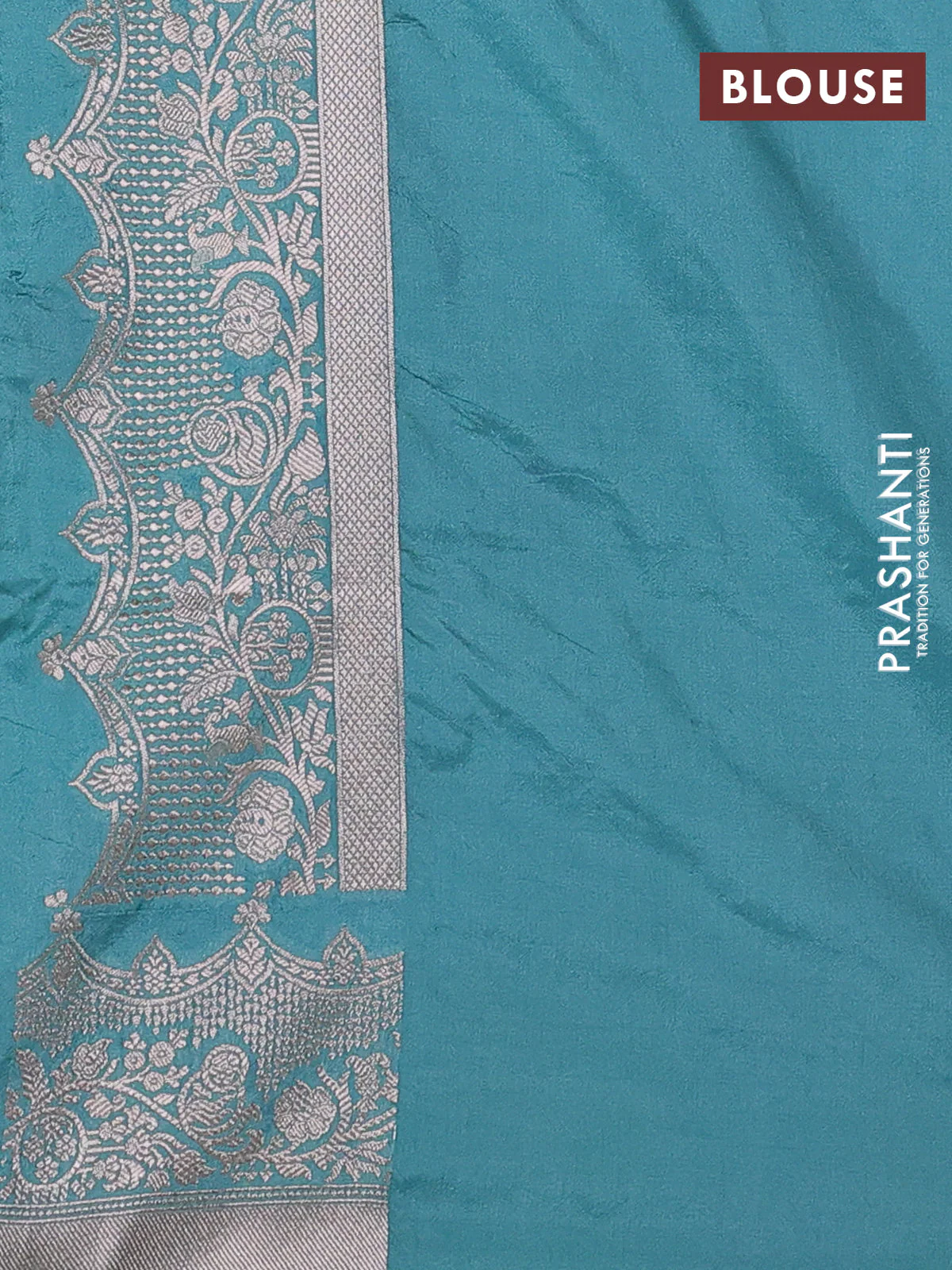 Banarasi semi katan saree pastel green with zari woven buttas and zari woven border - Image 3