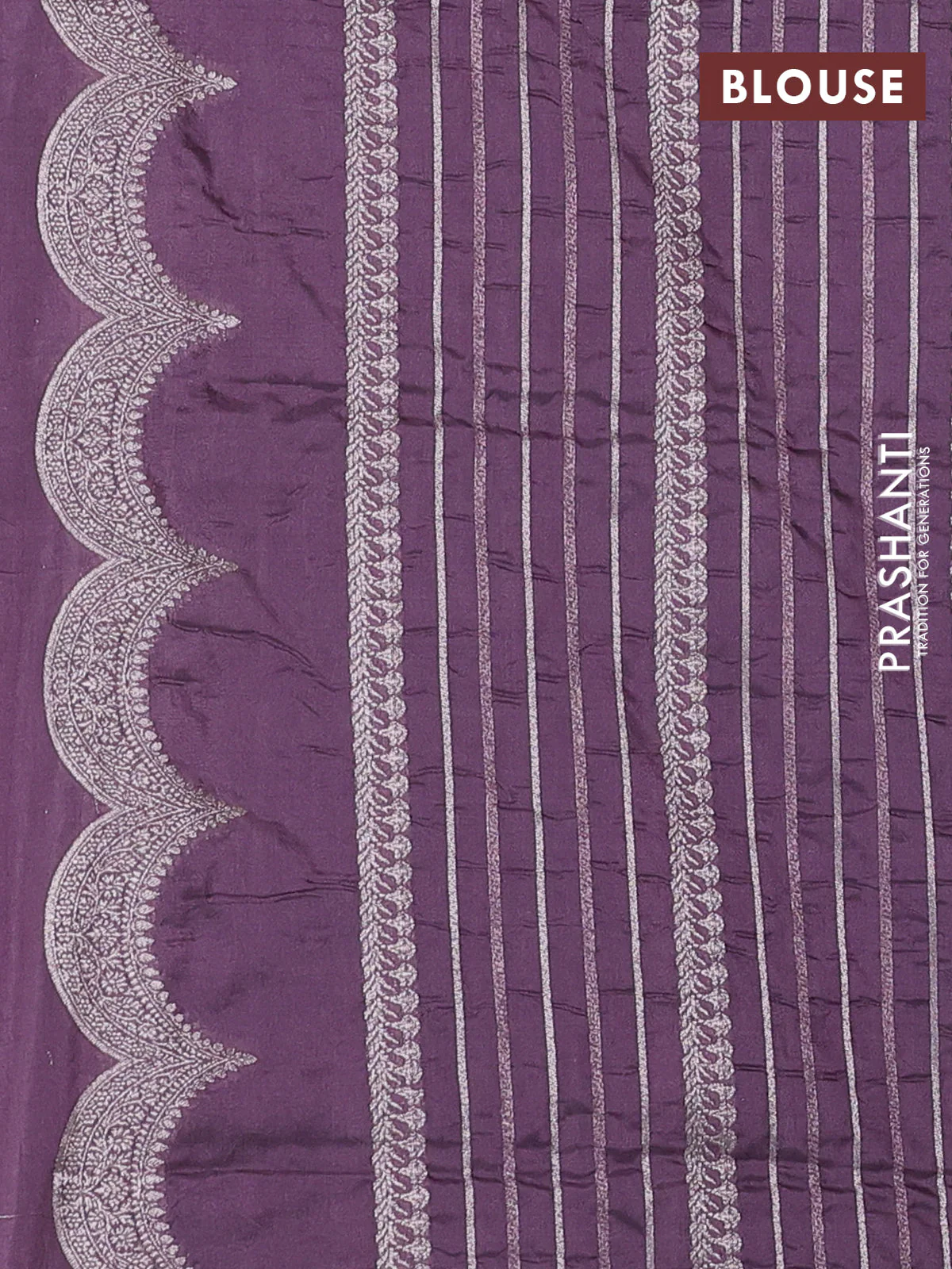 Banarasi semi katan saree pastel lavender with allover zari checks and zari woven border - Image 3