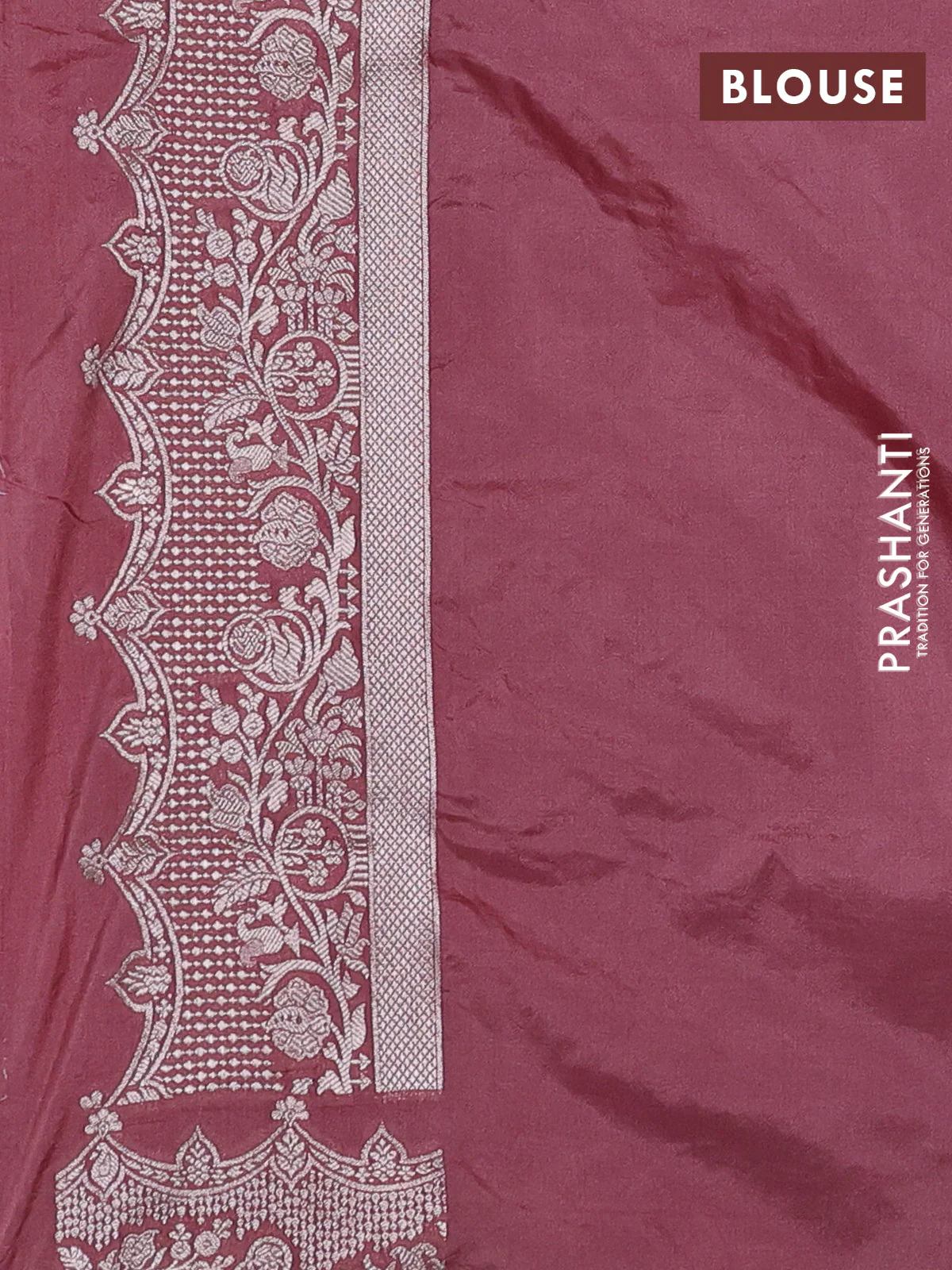 Banarasi semi katan saree pastel maroon with zari woven buttas and zari woven border - Image 3