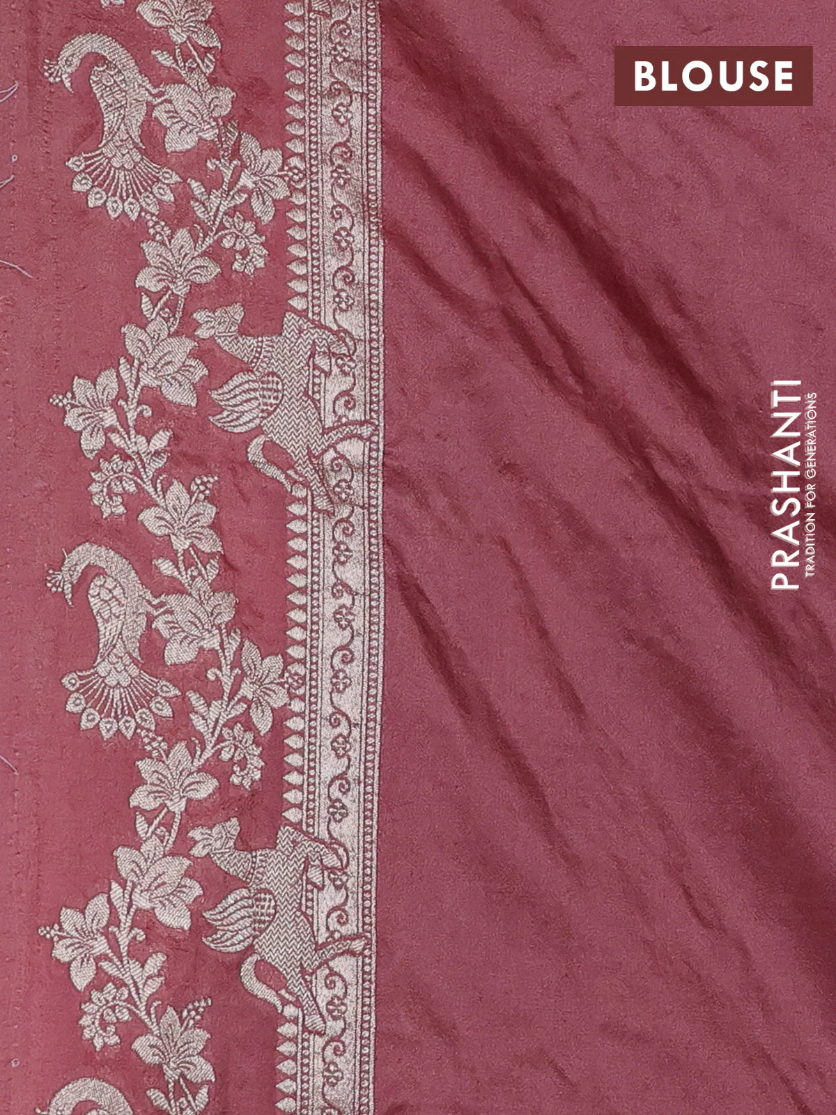 Banarasi semi katan saree peach shade with zari woven buttas and zari woven border - Image 3