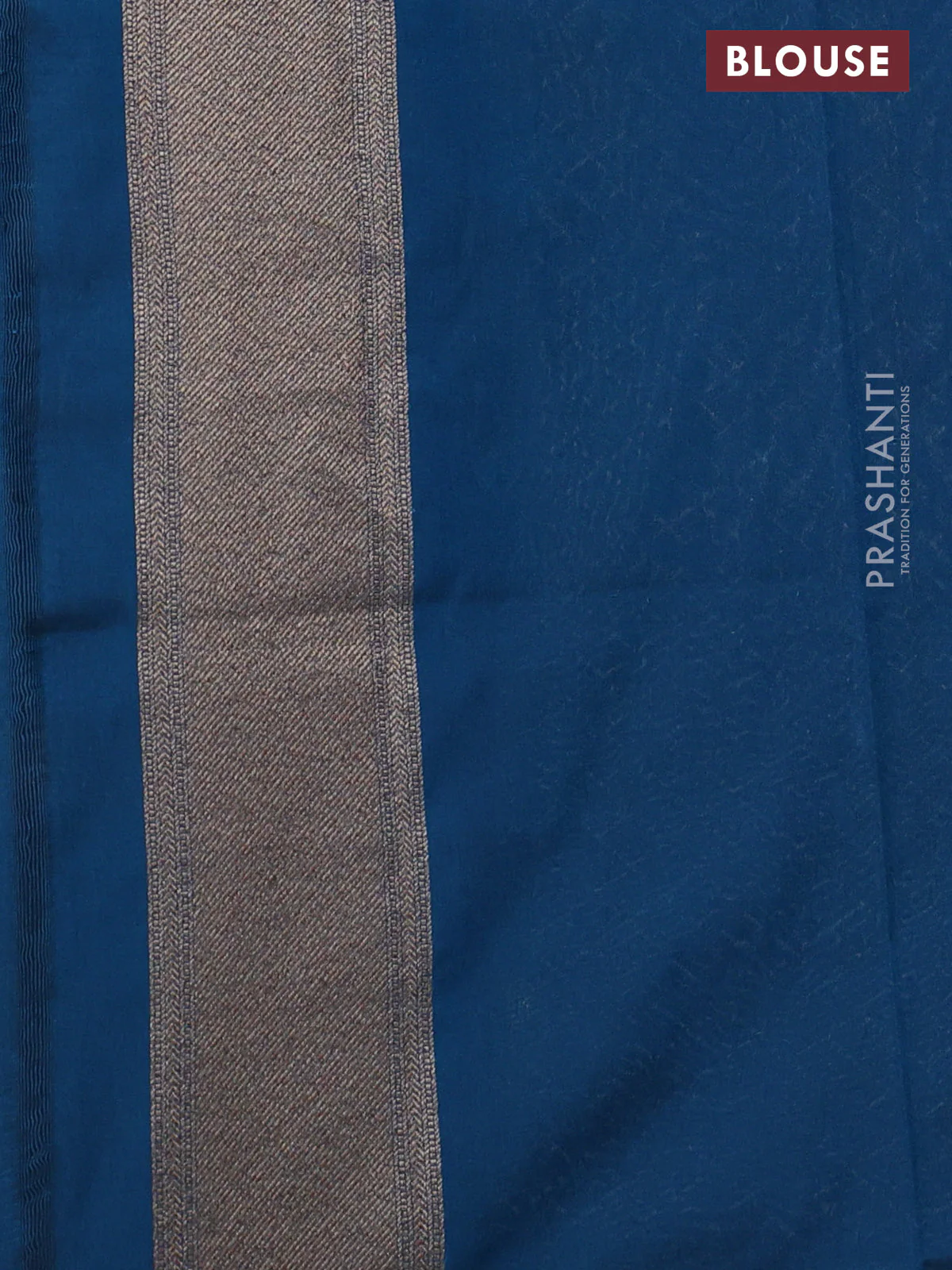 Banarasi semi katan saree peacock blue with allover thread & zari woven brocade pattern and woven border - Image 3