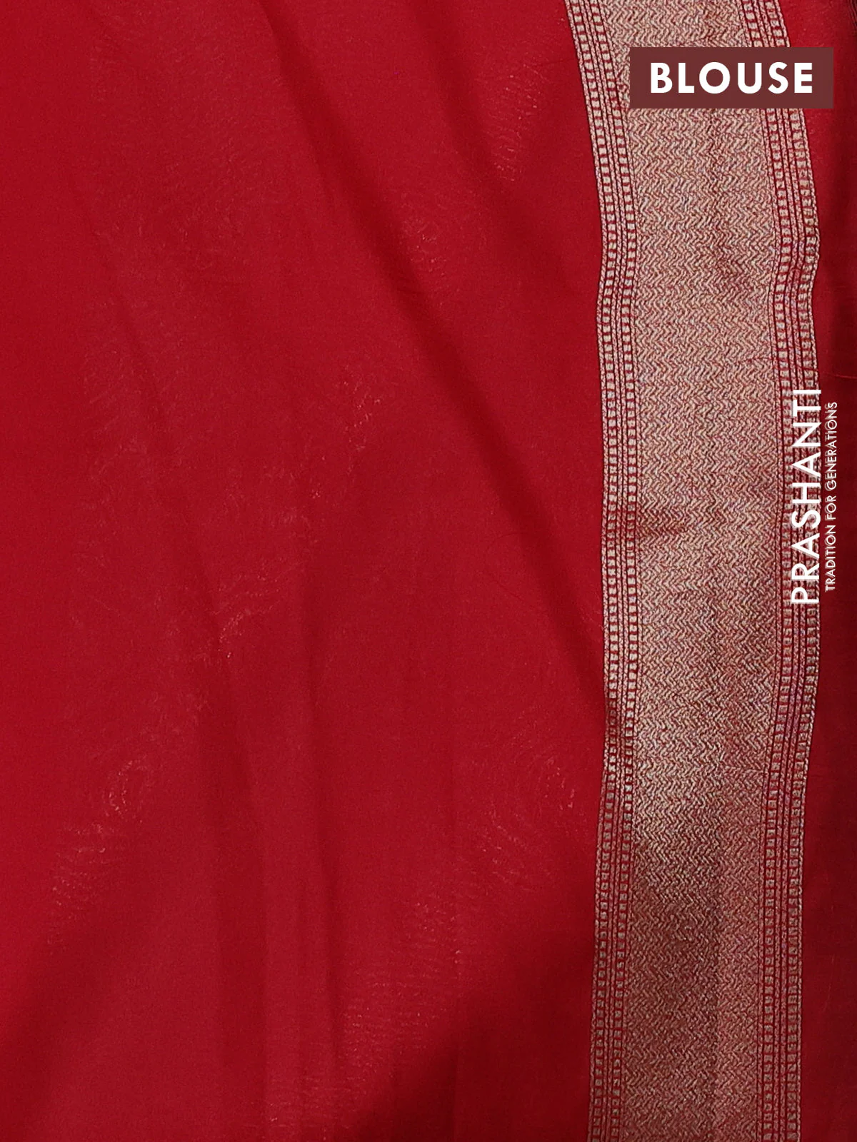 Banarasi semi katan saree red with allover thread & zari woven brocade weaves and woven border - Image 3