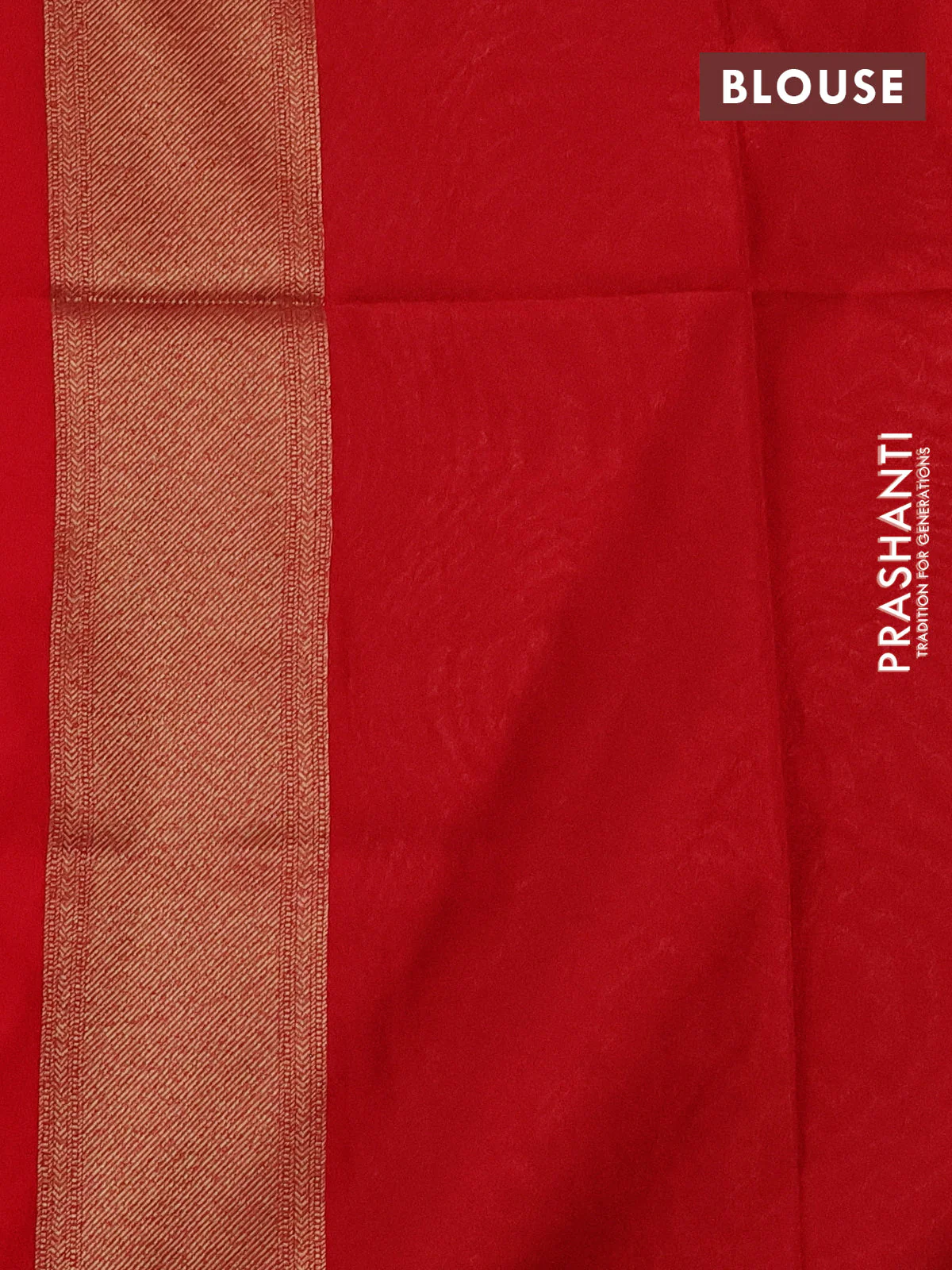 Banarasi semi katan saree red with allover thread & zari woven brocade weaves and woven border - Image 3