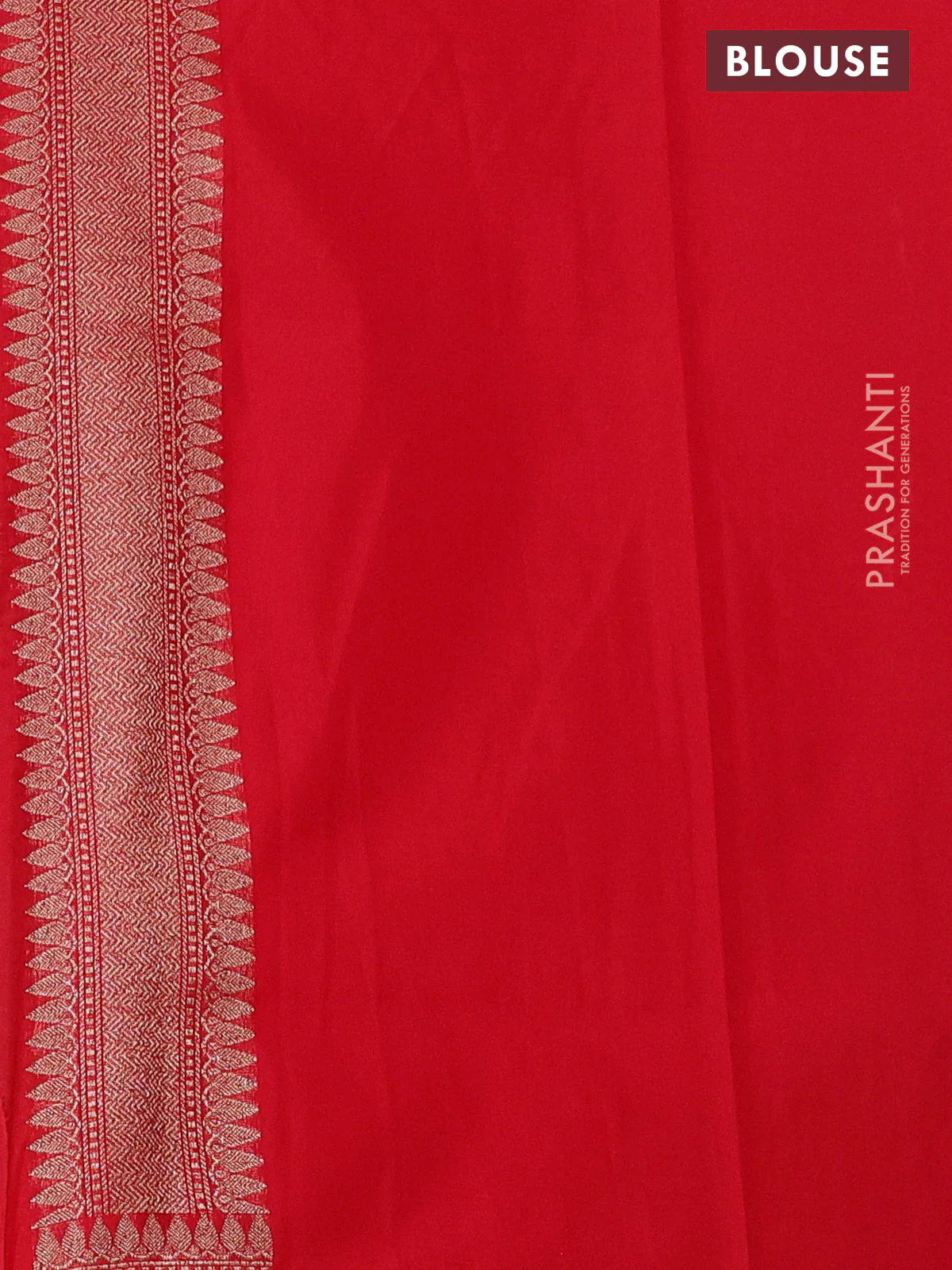 Banarasi semi katan saree red with allover thread & zari woven brocade weaves and woven border - Image 3