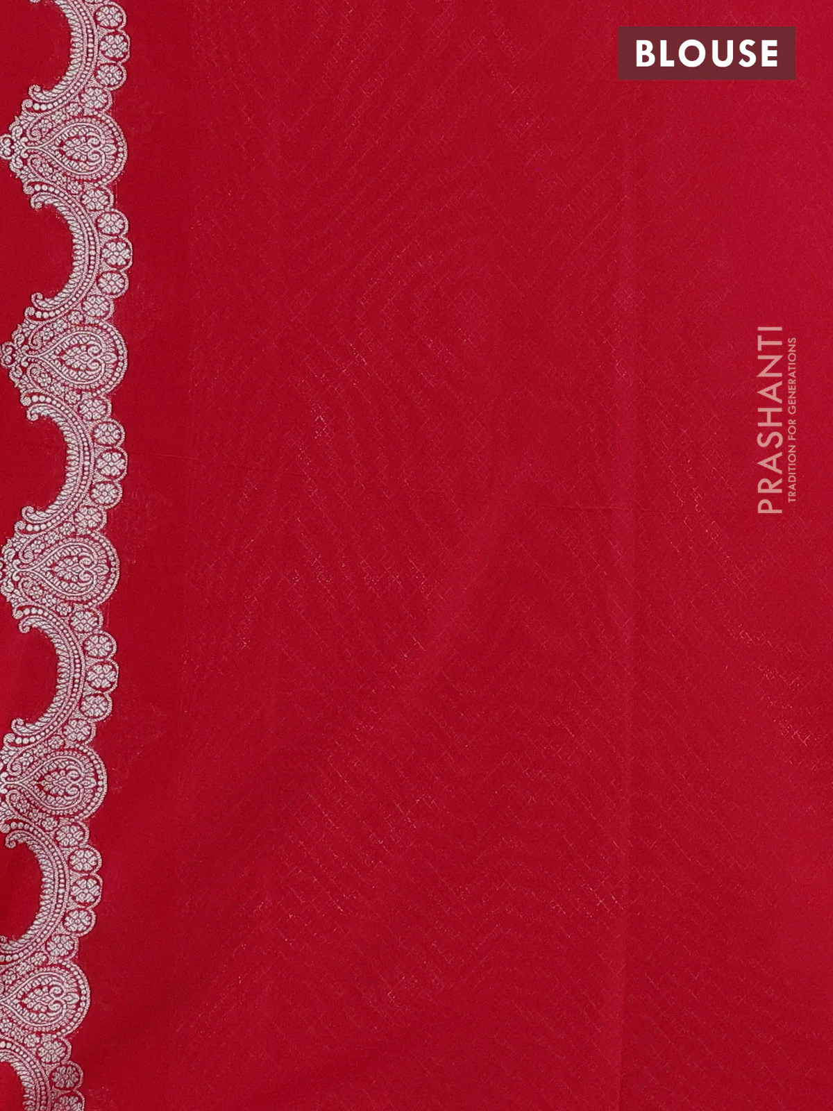 Banarasi semi katan saree reddish pink with silver & gold zari weaves and zari woven border - Image 3