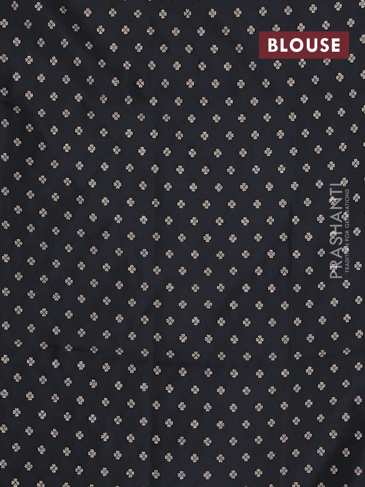 Banarasi semi katan silk saree black with allover silver & zari weaves and zari woven border - Image 3