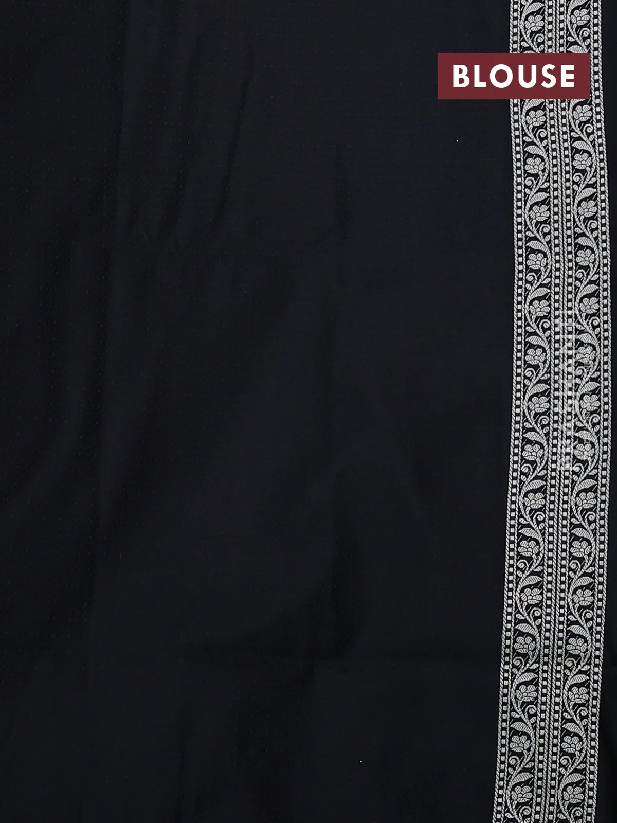 Banarasi semi katan silk saree black with alover zari weaves and zari woven border - Image 3
