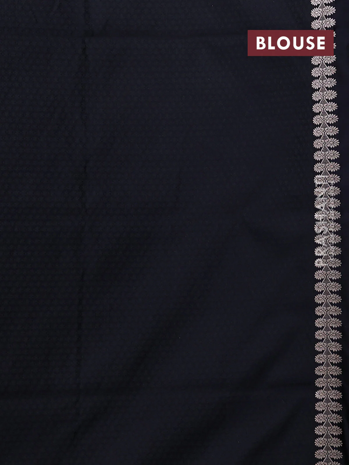 Banarasi semi katan silk saree black with thread & zari woven buttas and zari woven border - Image 3