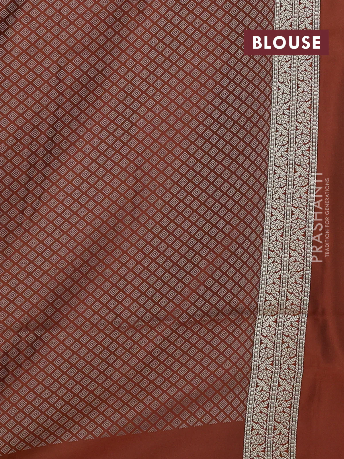 Banarasi semi katan silk saree brown with allover thread weaves & zari woven buttas and zari woven border - Image 3