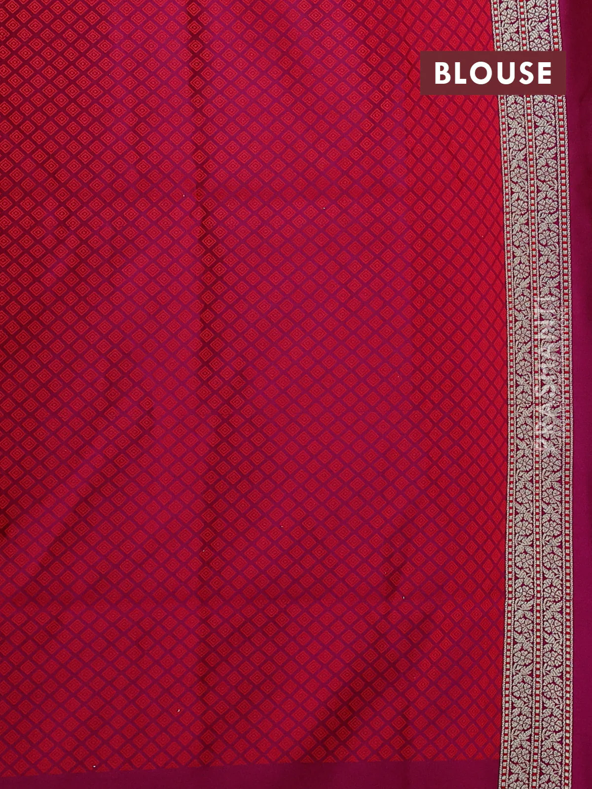 Banarasi semi katan silk saree dark magenta pink with allover thread weaves & zari woven buttas and zari woven border - Image 3