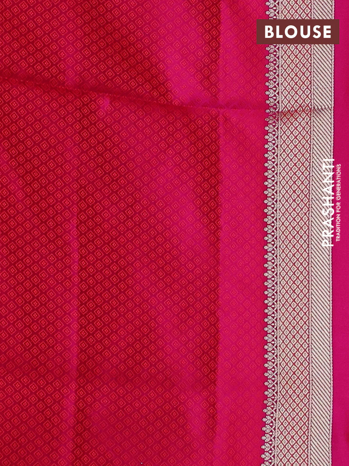Banarasi semi katan silk saree dark pink with allover floral self emboss & zari woven buttas and zari woven border - Image 3