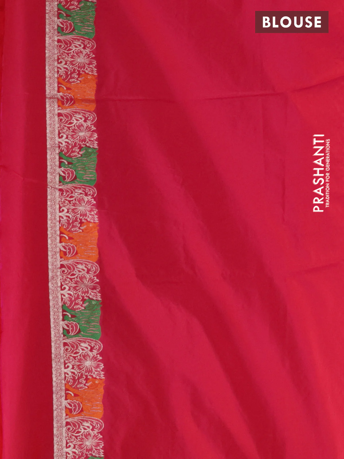 Banarasi semi katan silk saree dark pink with allover zari weaves and rich zari woven border - Image 3