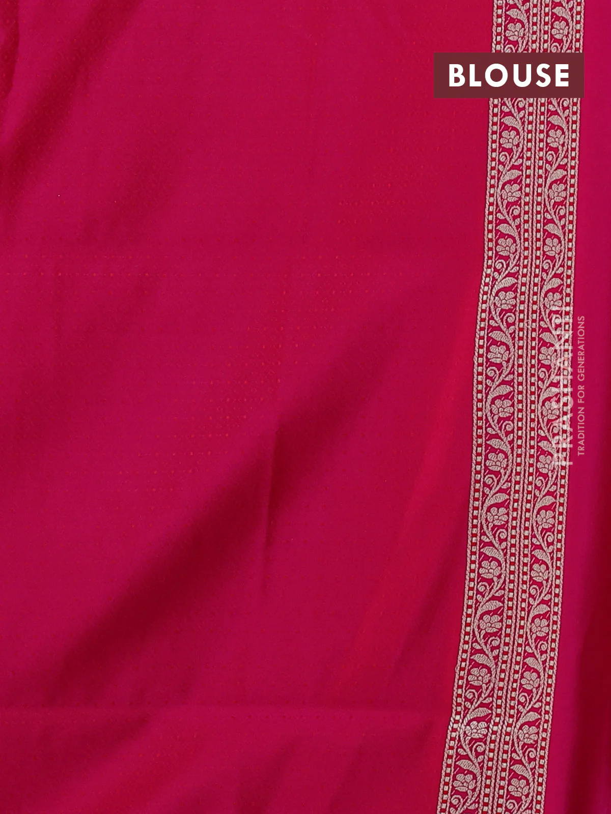 Banarasi semi katan silk saree dark pink with alover zari weaves and zari woven border - Image 3