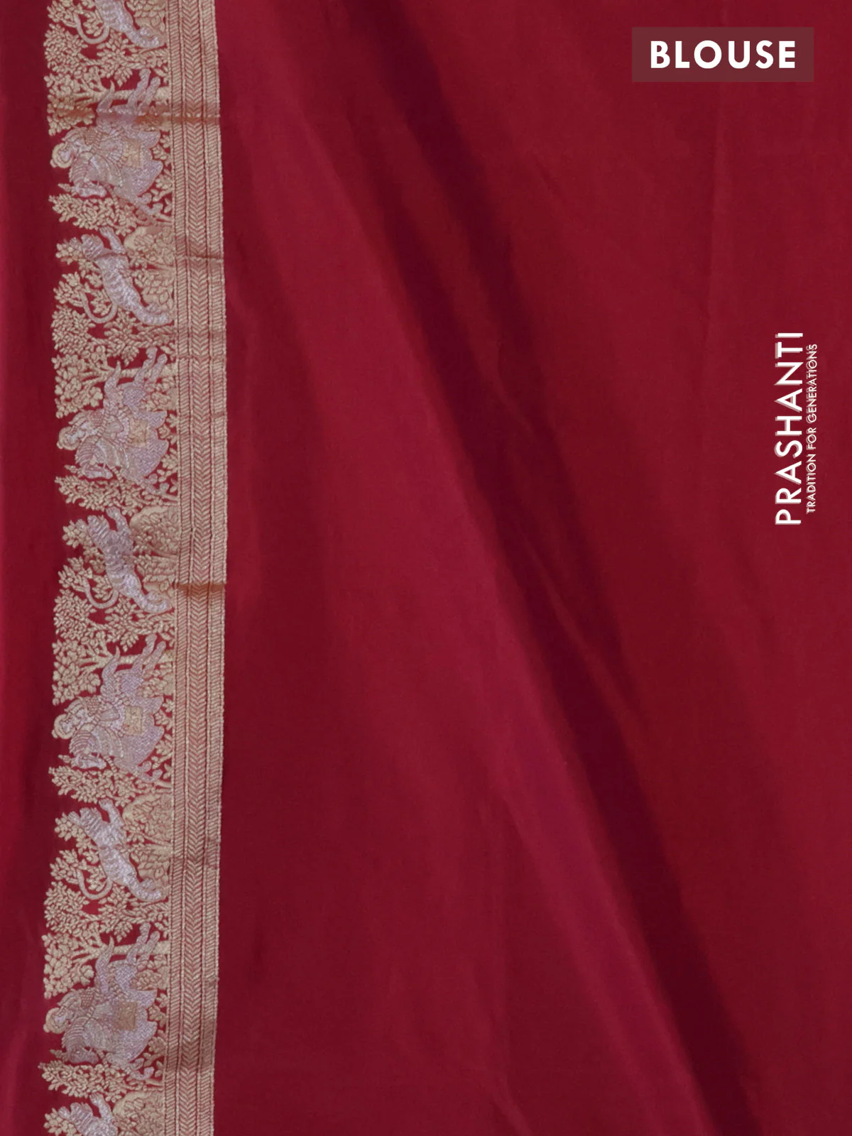 Banarasi semi katan silk saree dark pink with silver zari woven buttas and rich zari woven border - Image 3