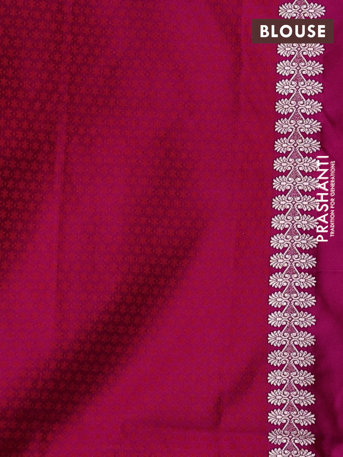 Banarasi semi katan silk saree dark pink with thread & zari woven buttas and zari woven border - Image 3