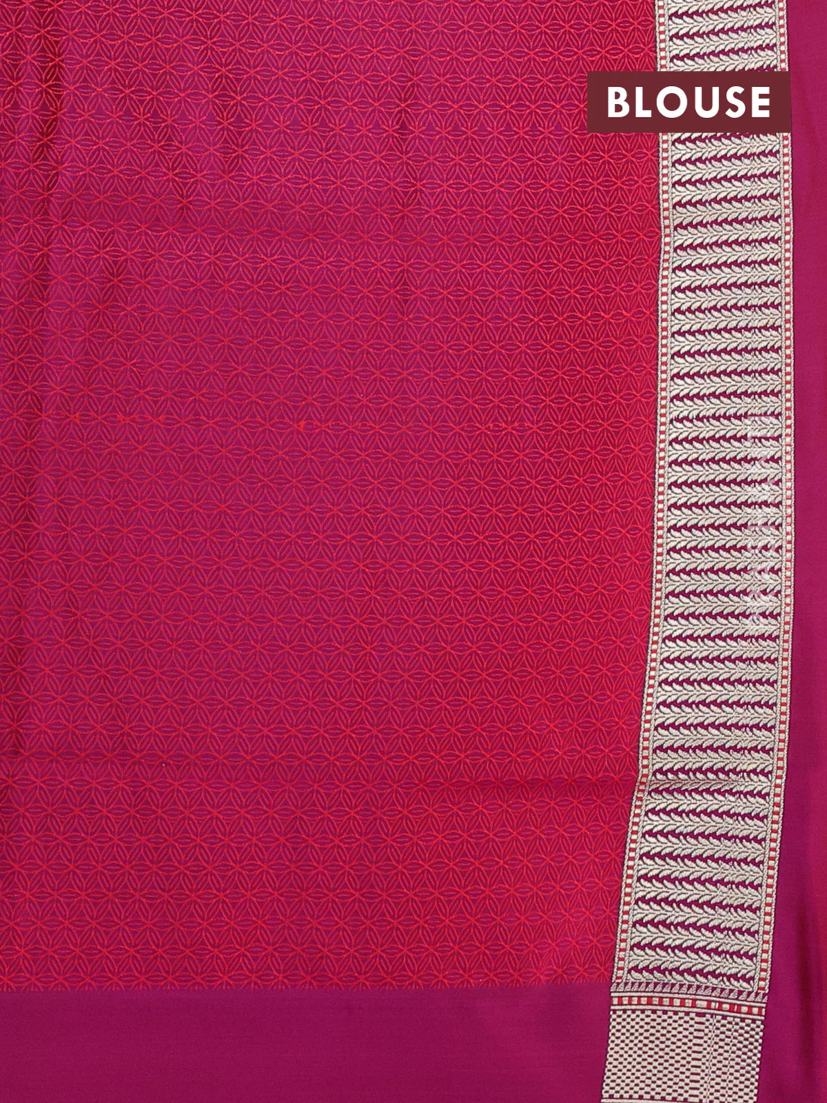 Banarasi semi katan silk saree deep purple with allover floral self emboss and zari woven border - Image 3