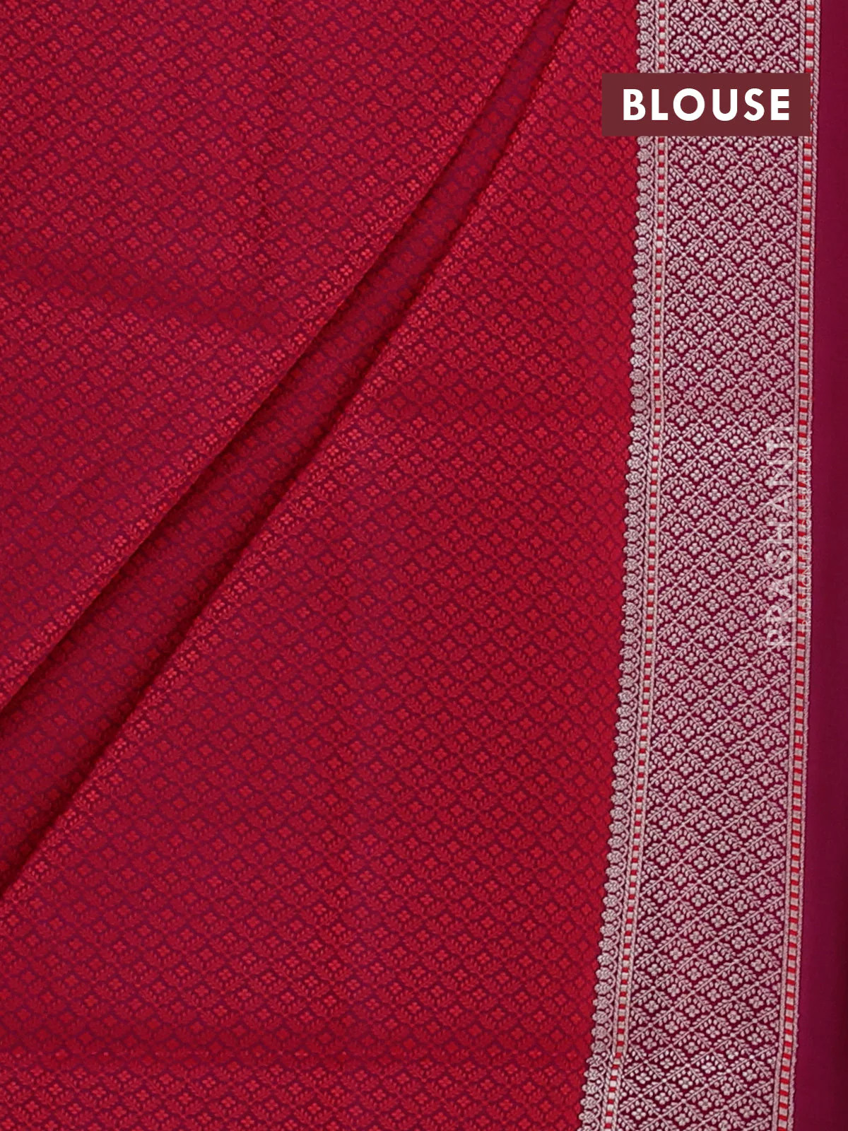 Banarasi semi katan silk saree deep purple with allover self emboss and copper zari woven border - Image 3