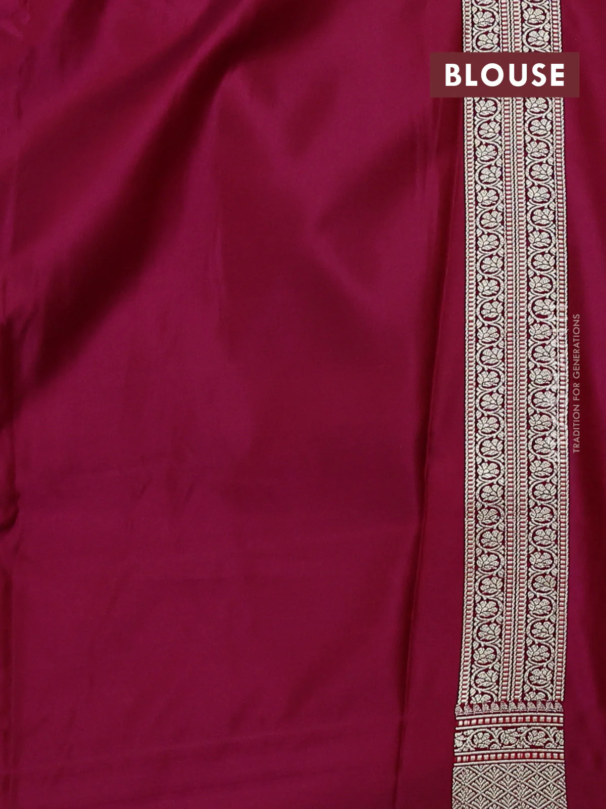 Banarasi semi katan silk saree deep purple with allover self emboss & zari buttas and zari woven border - Image 3